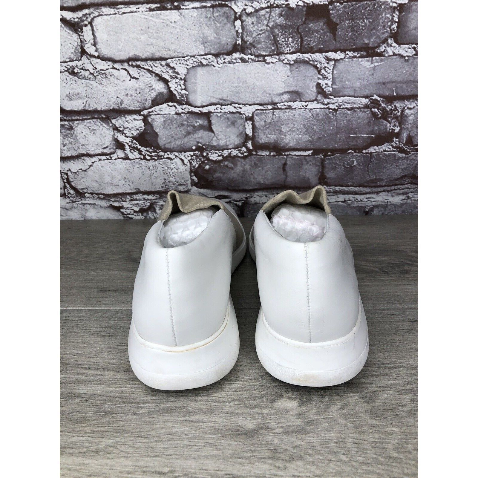 Other Via Spiga White Leather Beige Fabric Slip On Sneakers Women’ Size US 9.5 / IT 39.5 - 4 Thumbnail