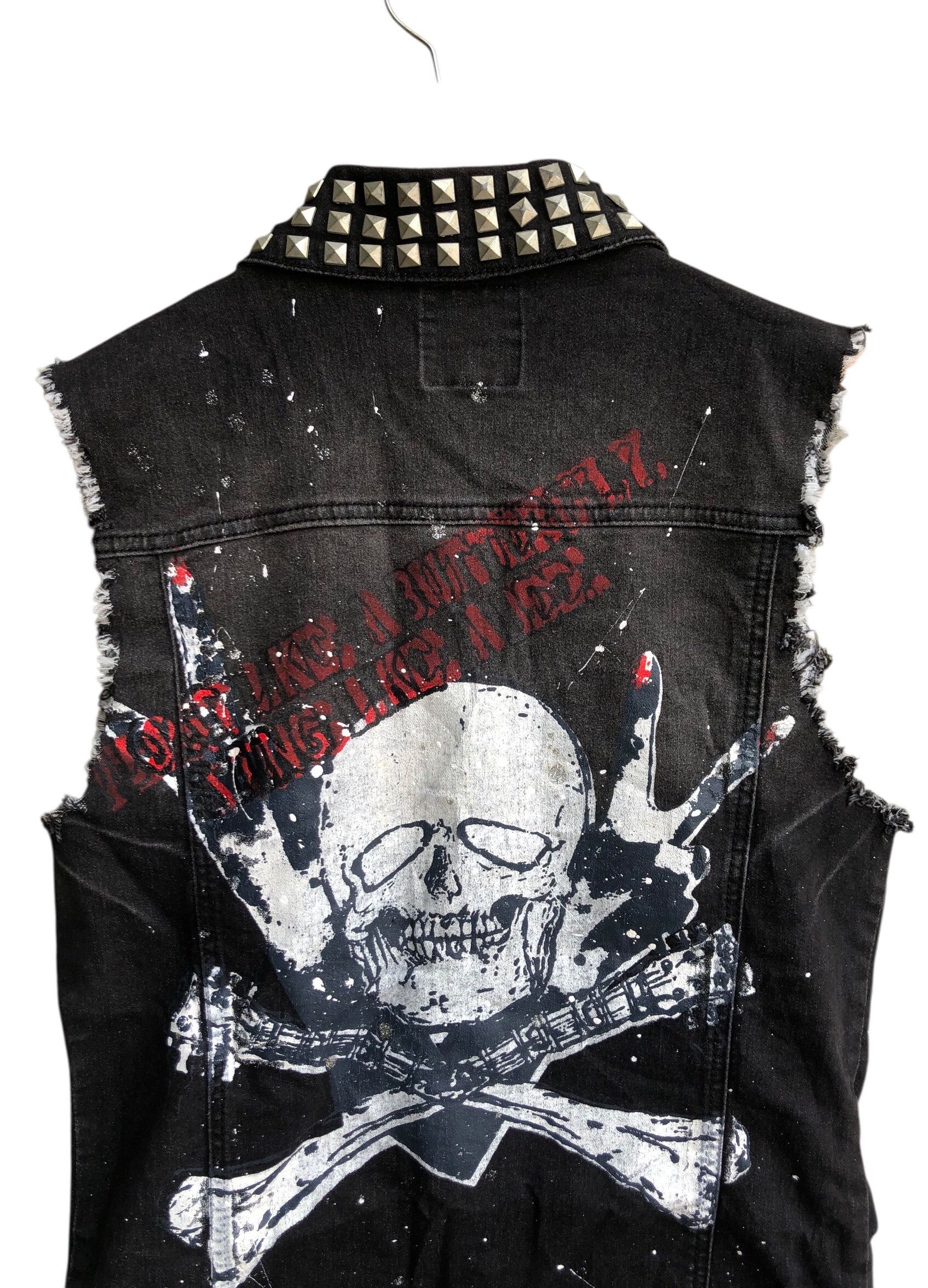 Japanese Brand 🔥Glad News Punk Rock Sleeveless Denim Jacket🔥 Size US S / EU 44-46 / 1 - 3 Thumbnail