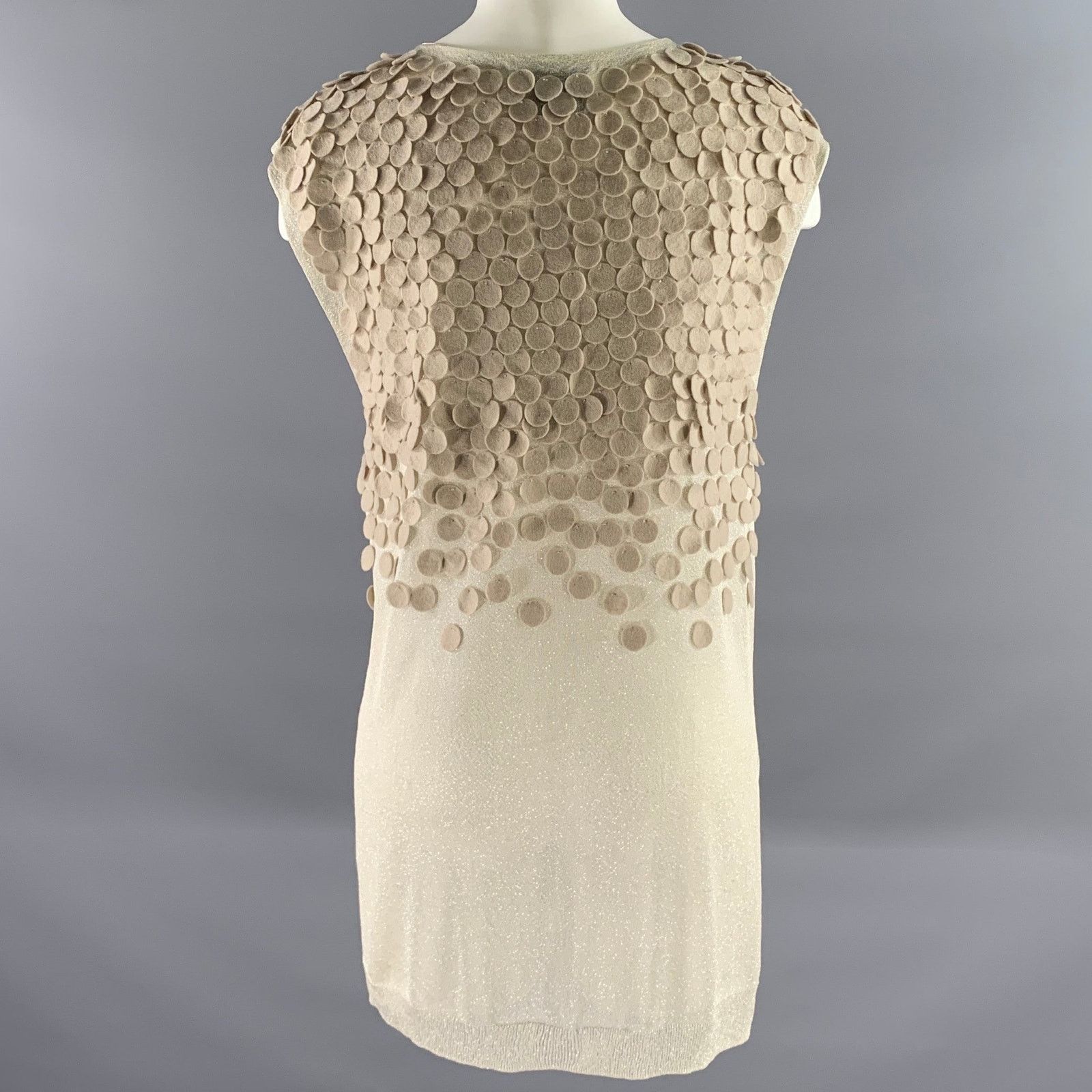 3.1 Phillip Lim PHILLIP LIM Beige Metallic Silk Cotton Sleeveless Top Size L / US 10 / IT 46 - 4 Thumbnail