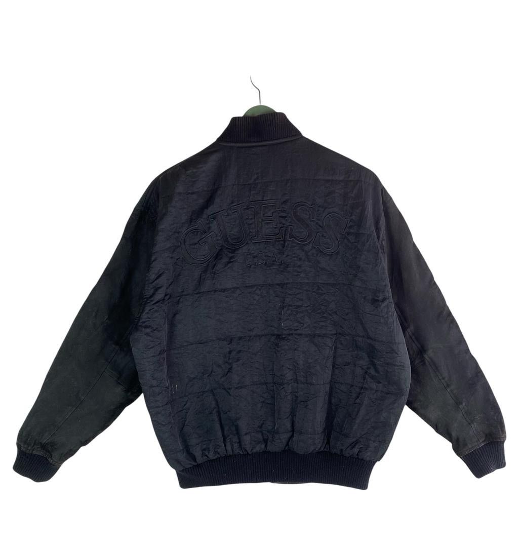 Guess × Vintage 90s rare GUESS goatskin sleeve snap button varsity jacket Size US L / EU 52-54 / 3 - 1 Thumbnail