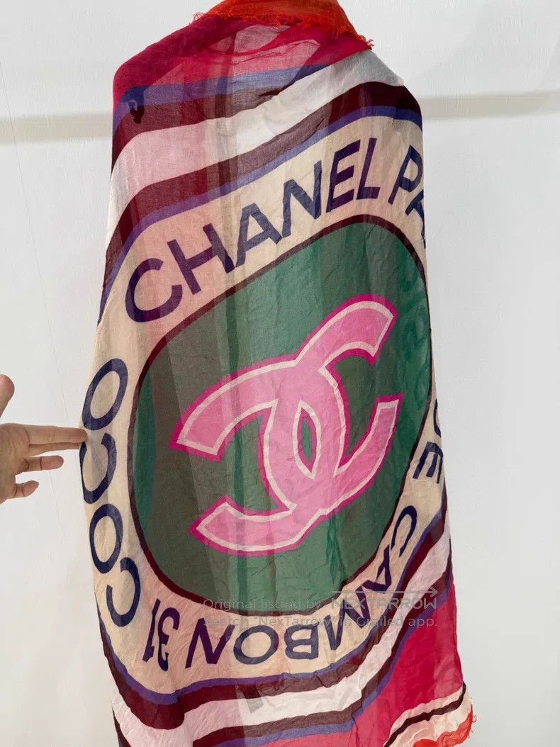 Chanel Chanel Large logo thin silk cashmere large scarf Size ONE SIZE - 5 Thumbnail