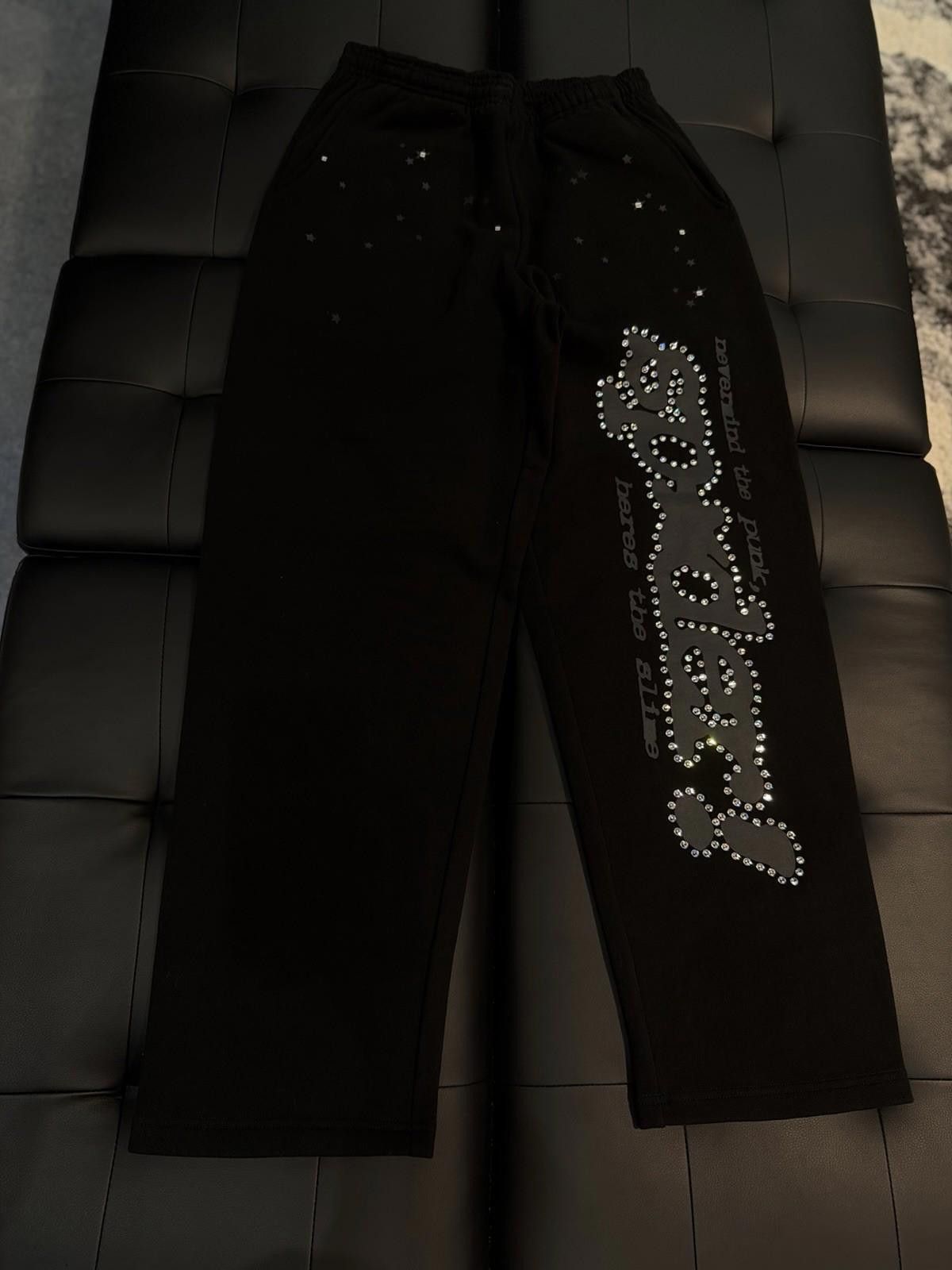 Sp5der Size S - Sp5der Worldwide Black VVS Stone Sweatpants Spider Size US 30 / EU 46 - 3 Thumbnail