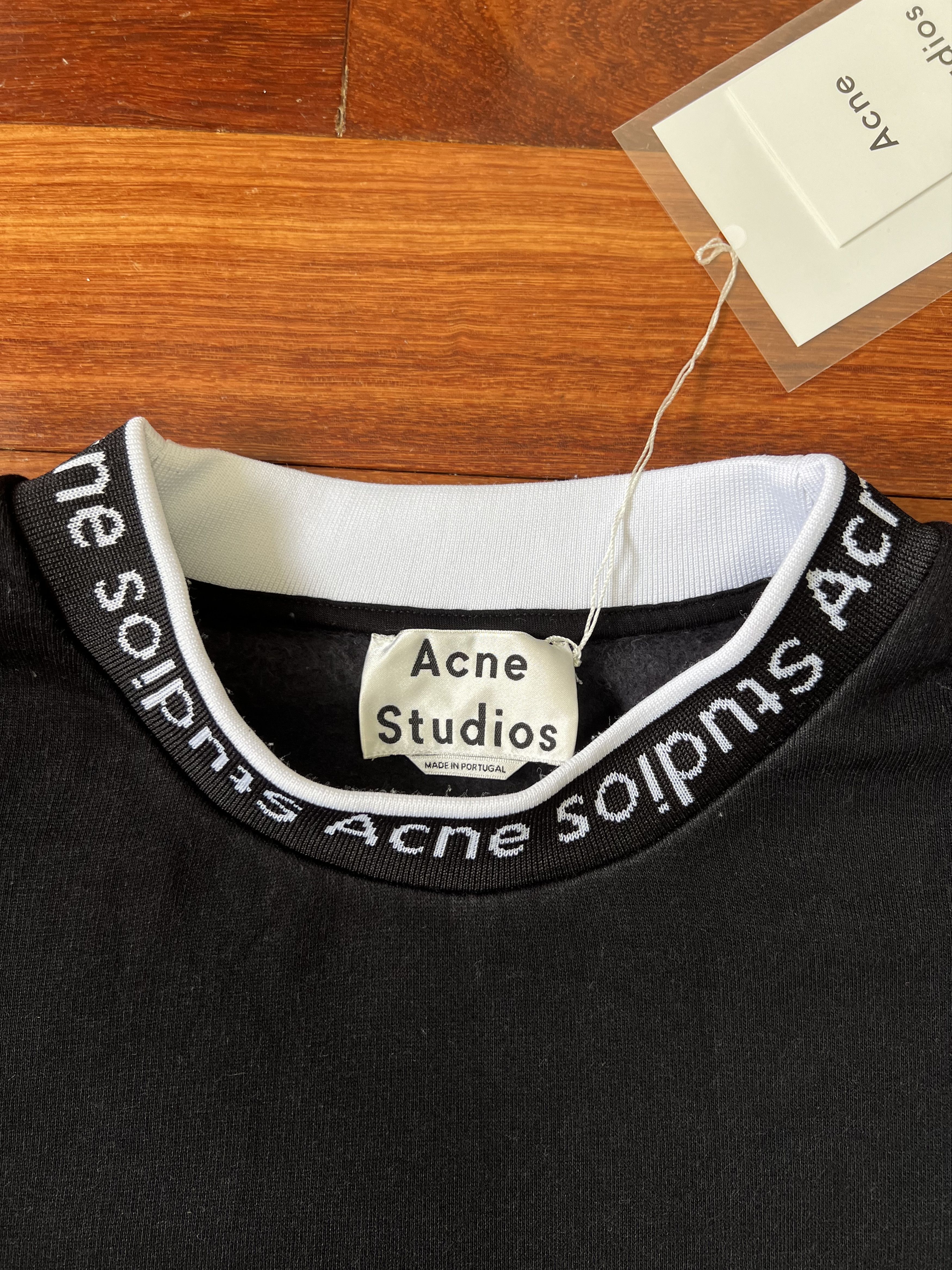Acne Studios 💚 Acne Studios Black Logo Crewneck Large NEW Size US L / EU 52-54 / 3 - 3 Thumbnail