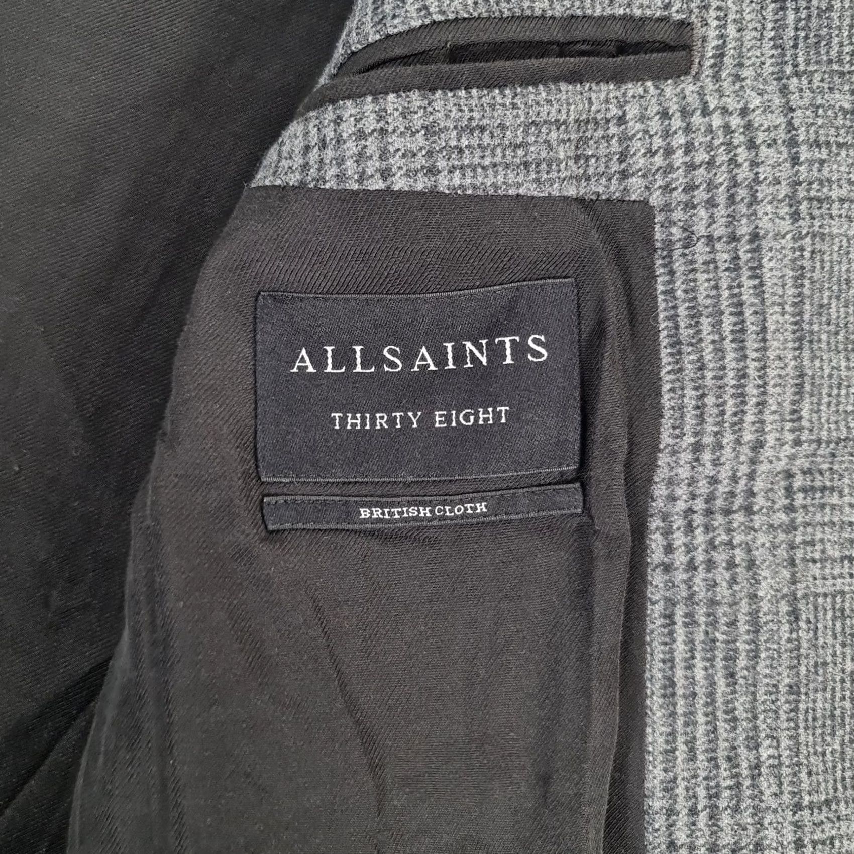 Allsaints AllSaints Coat Grey 38 Wool/Cotton Check Single-Breasted Men's Overcoat Vintage No N/A Size US XXS / EU 40 - 5 Thumbnail