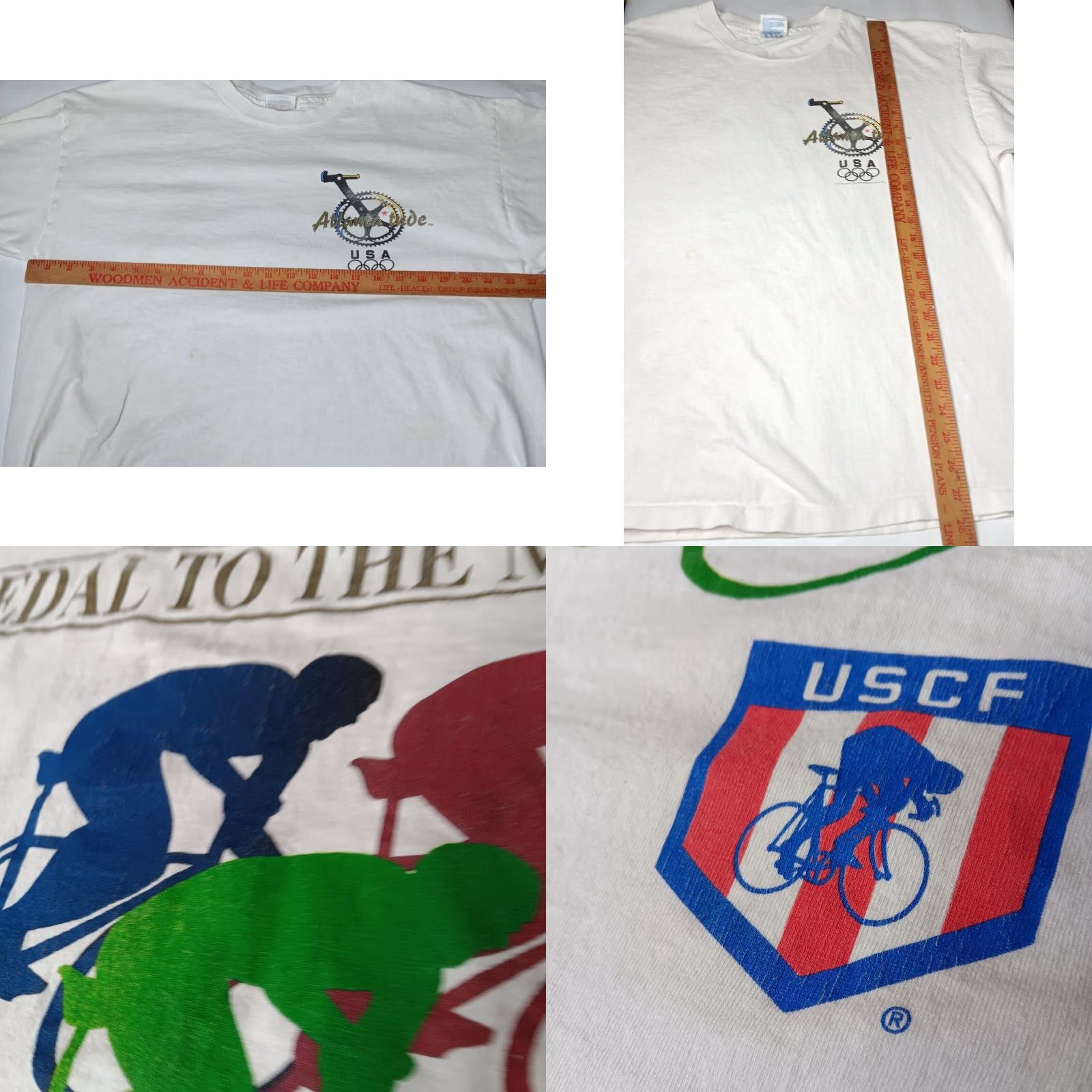 Hanes VINTAGE Hanes T-Shirt Bicycle USA Olympic Cycling White XL Mens Reading Size US XL / EU 56 / 4 - 8 Thumbnail