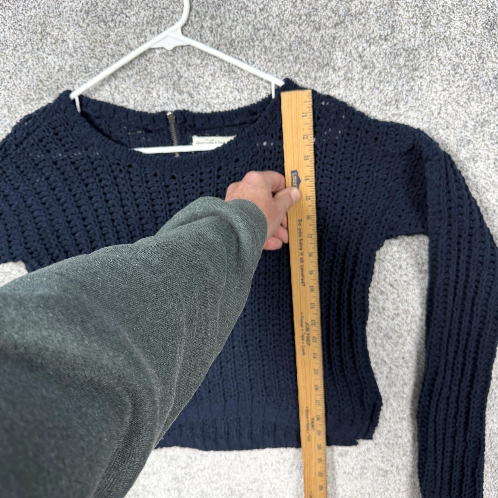 Abercrombie & Fitch Abercrombie & Fitch Cropped Pullover Sweater Women M Blue Open-Knit Layering Zipper Crew Neck Solid Size M / US 6-8 / IT 42-44 - 2 Thumbnail