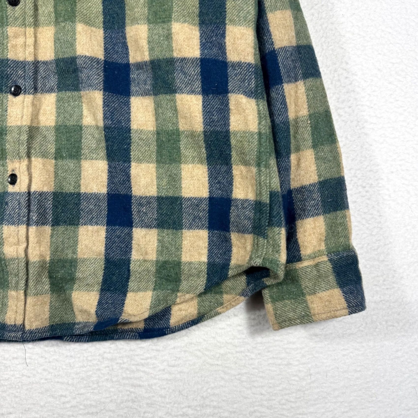 Sears VINTAGE Sears Kings Road Mens XL Heavy Blue Plaid Wool Flannel Shirt Size US XL / EU 56 / 4 - 3 Thumbnail