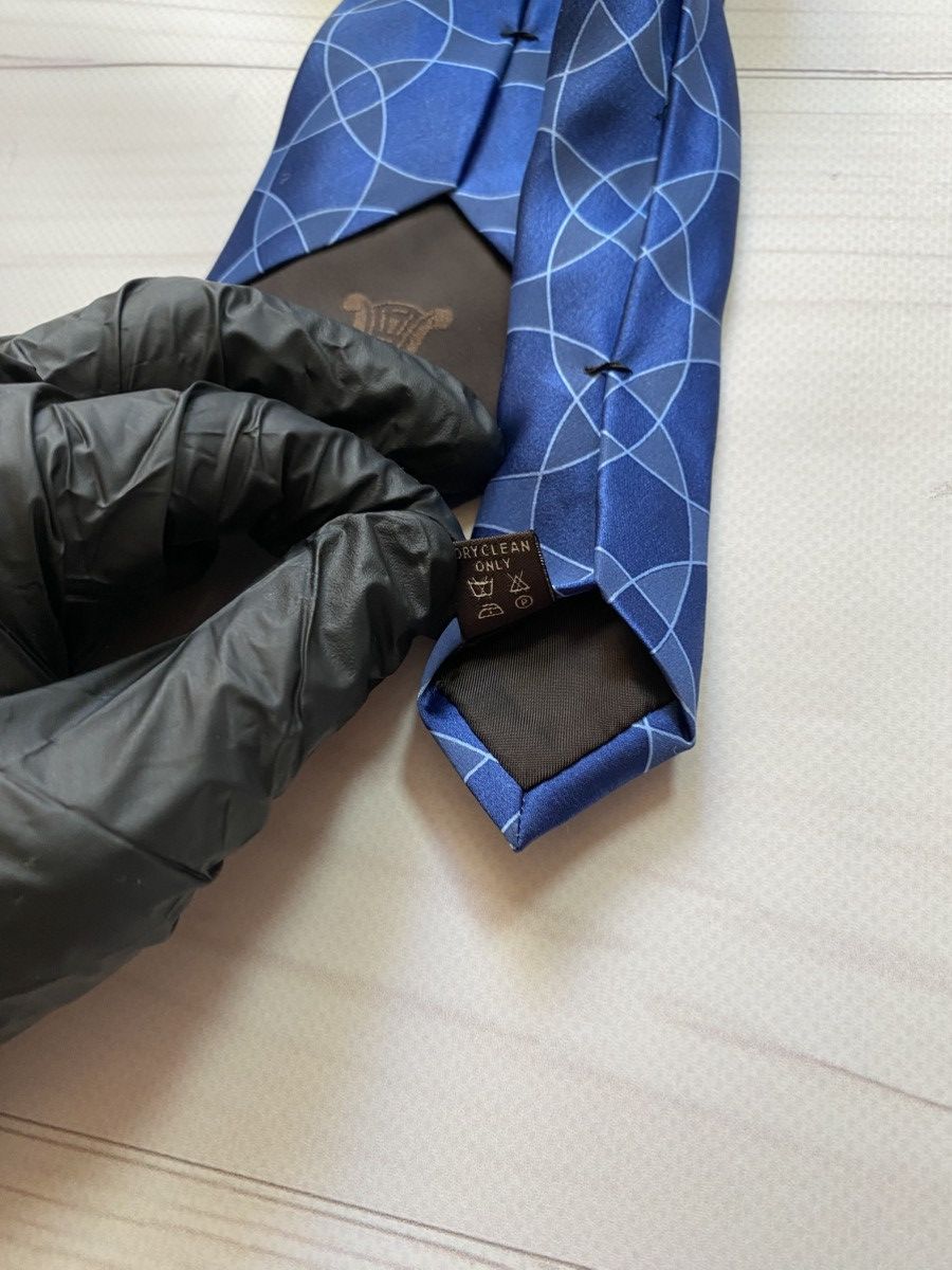 Celine Celine Blue Silk Geometric Pattern Tie Size ONE SIZE - 7 Thumbnail