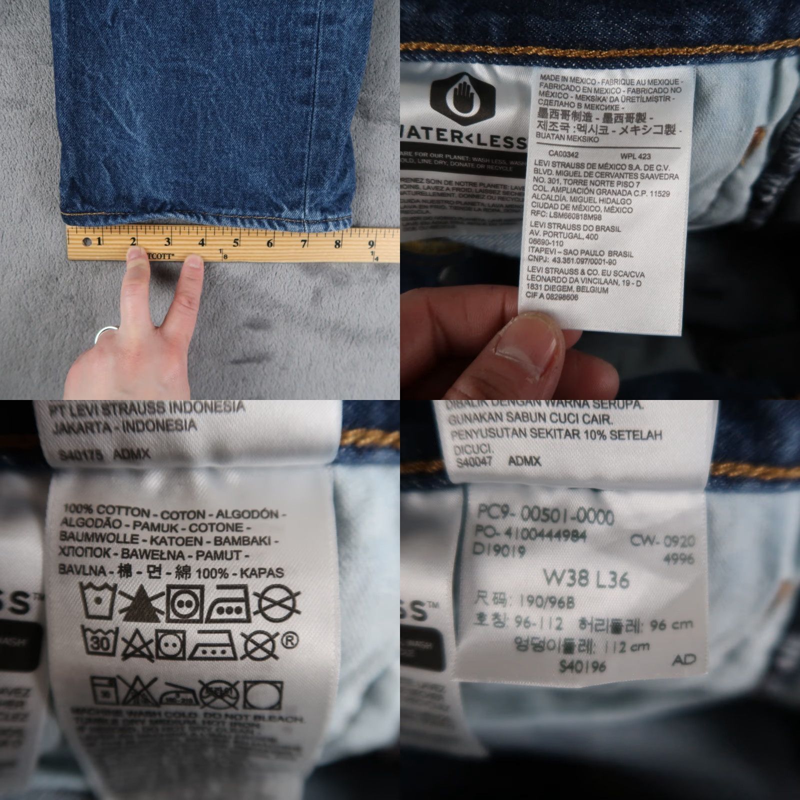 Levi's VINTAGE Levi's 501 Jeans Straight Denim Blue 501 Series 38x/38x36 Men Regular 5-Pocket Belt Loops Button Size US 38 / EU 54 - 8 Thumbnail
