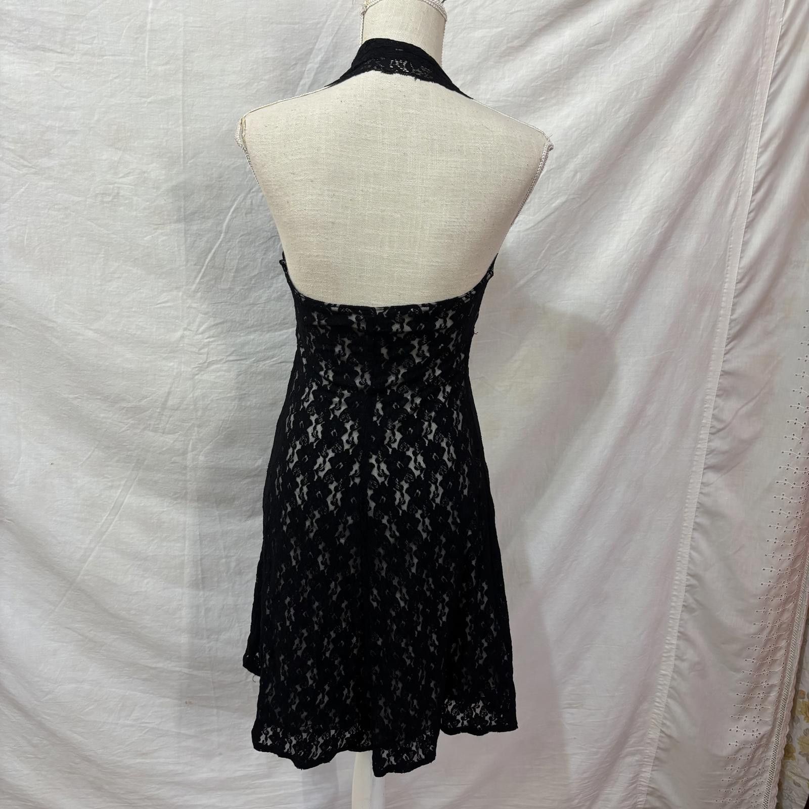 Other Y2K black lace halter neck mini dress Size M / US 6-8 / IT 42-44 - 3 Thumbnail