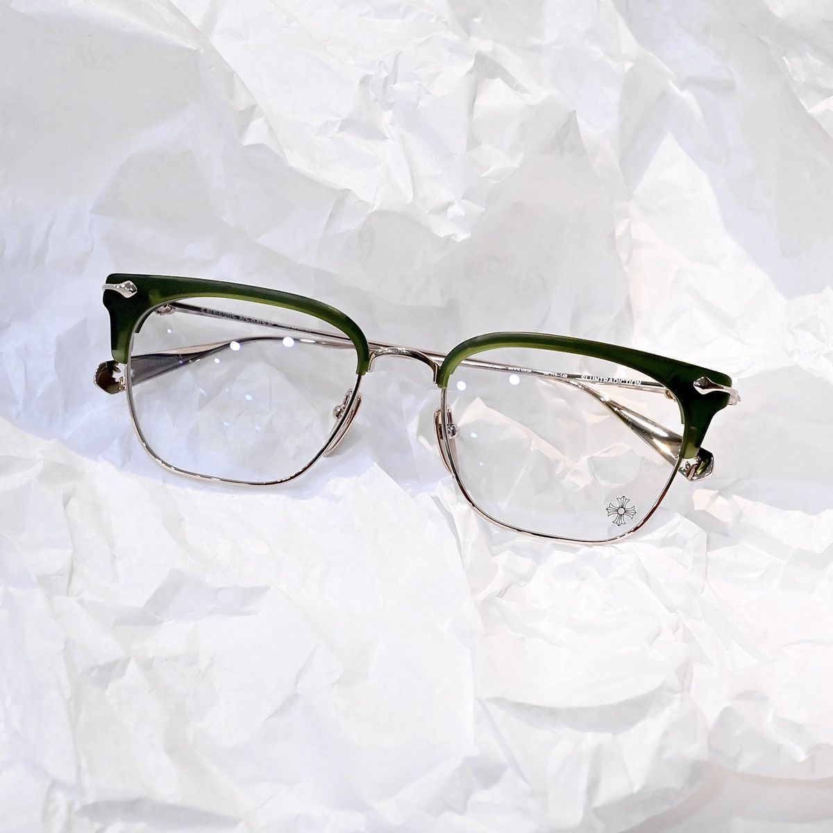 Chrome Hearts CHROME HEARTS SLUNTRADICTION MATTE DARK OLIVE/ GOLD PLATED GLASSES GLASSES Size ONE SIZE - 1 Thumbnail