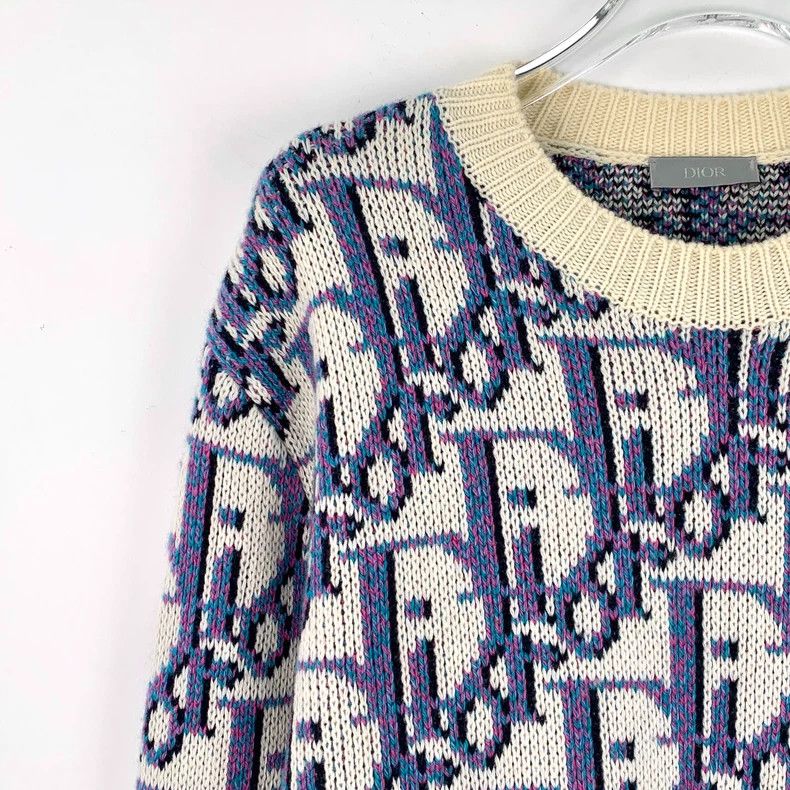 Dior Dior Blue logo jacquart full-print wool round-neck long-sl Size US S / EU 44-46 / 1 - 3 Thumbnail