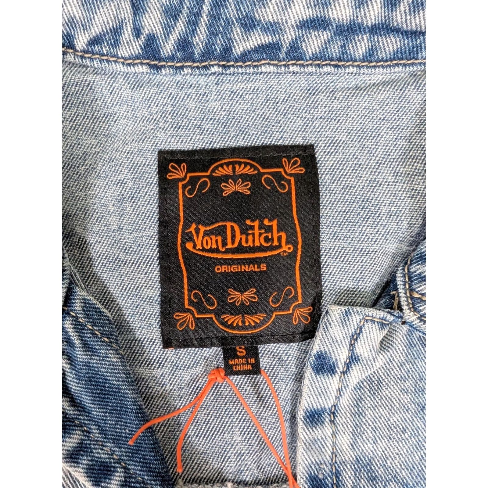 Von Dutch Von Dutch Tie Front Denim Jacket Womens Small Light Wash Patch Logo Embroidered Jacket Size S / US 4 / IT 40 - 4 Thumbnail