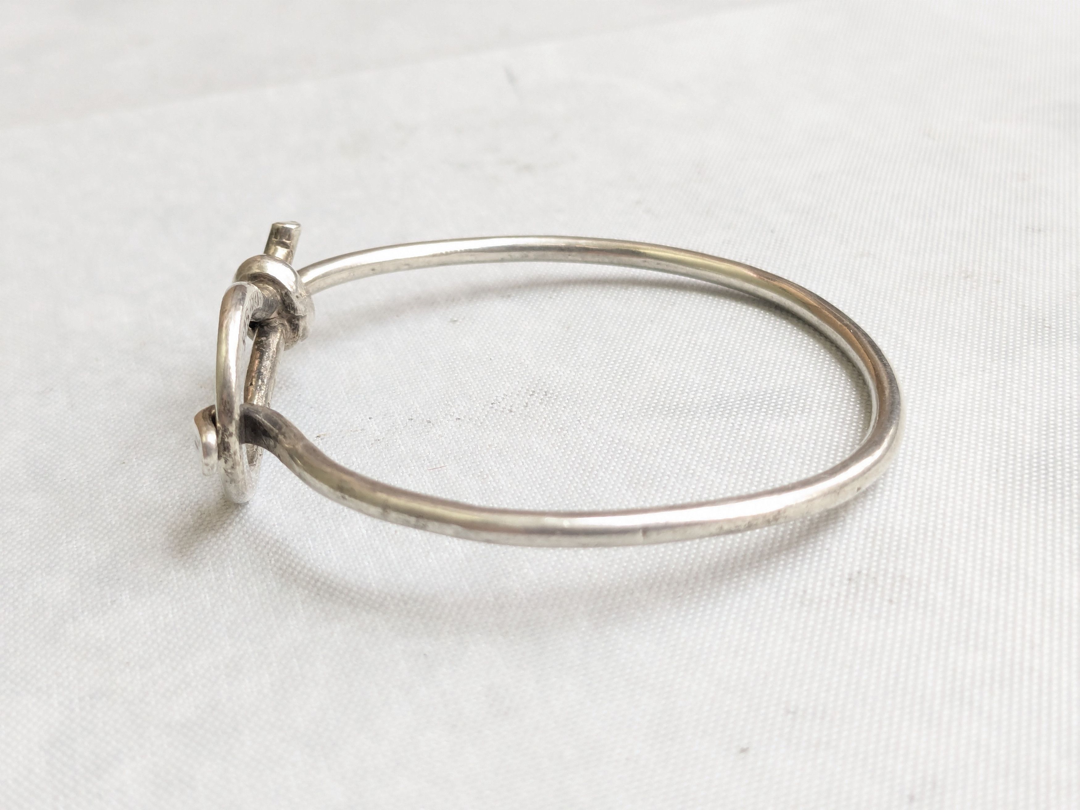 Jewelry Vintage Sterling Silver Bracelet Hook Wire Taxco Mexico 6.5" Size ONE SIZE - 2 Thumbnail