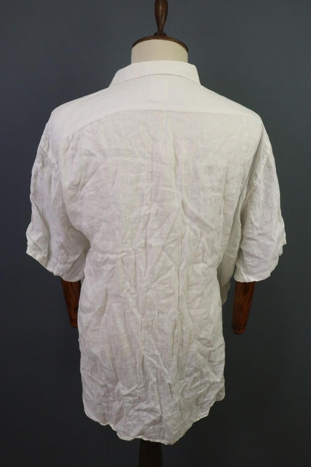 120% Lino 120% Lino White Collared Chest Pocket Button Down Shirt Size US M / EU 48-50 / 2 - 12 Thumbnail