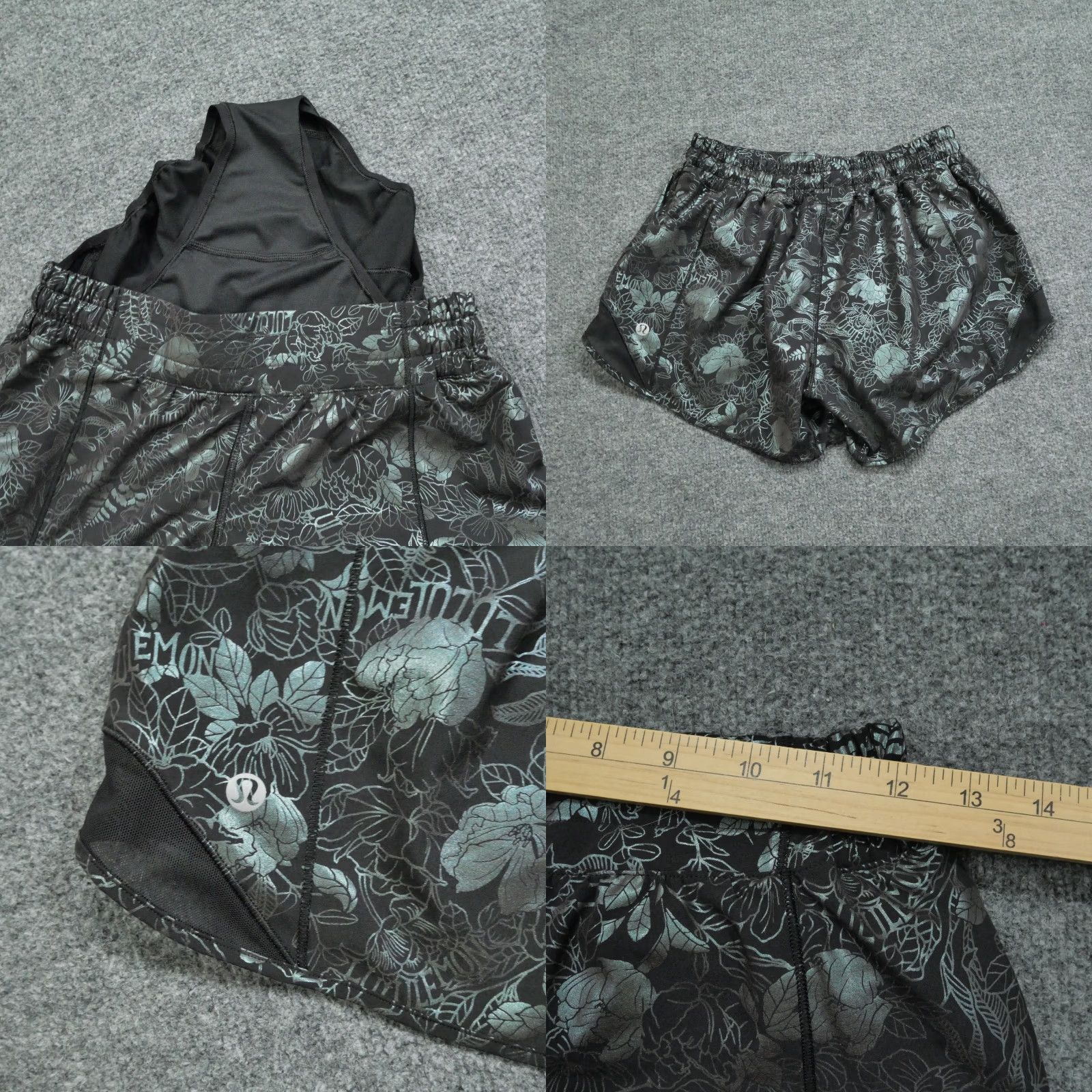 Lululemon Lululemon Shorts Womens 6 Black Green Floral Running Yoga Gym & Training Women 6 Black Size 28" / US 6 / IT 42 - 8 Thumbnail