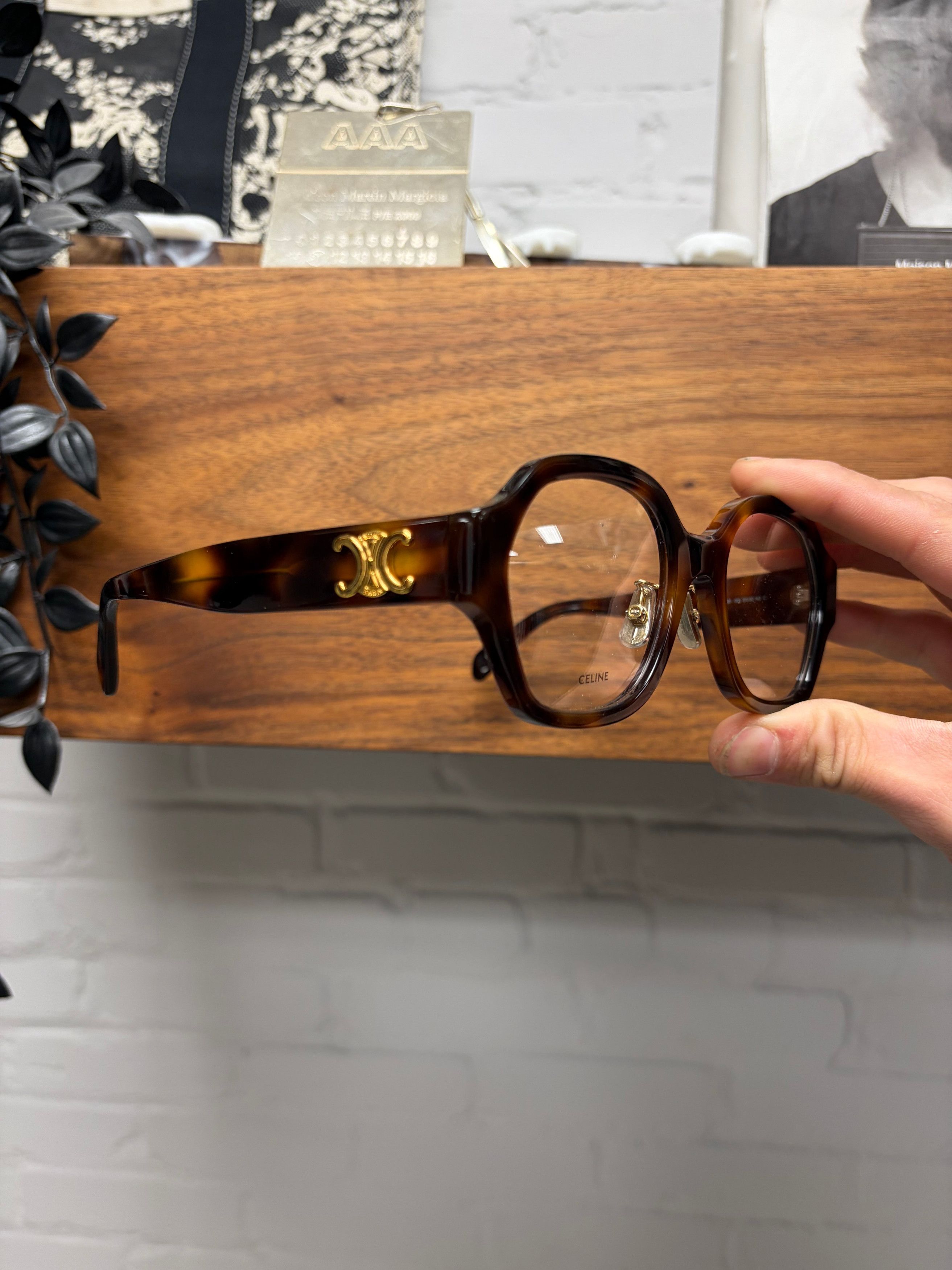 Celine Celine ‘CL50134F’ Tortoiseshell Brown Rounded Optical Glasses Size ONE SIZE - 1 Thumbnail