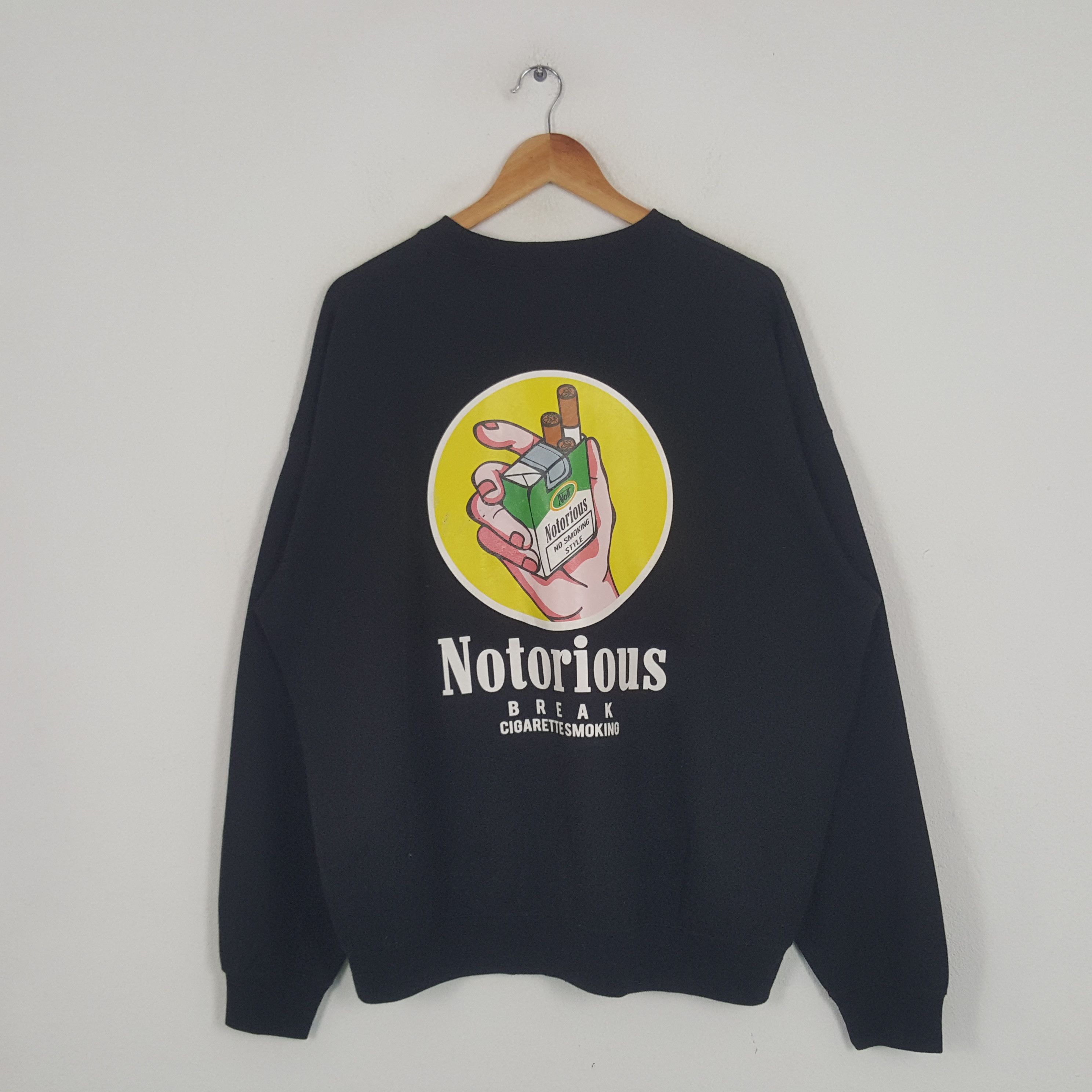 Japanese Brand × Vintage Vintage Notorious Break Cigarette Smoking Art Sweatshirt Size US XXL / EU 58 / 5 - 1 Thumbnail