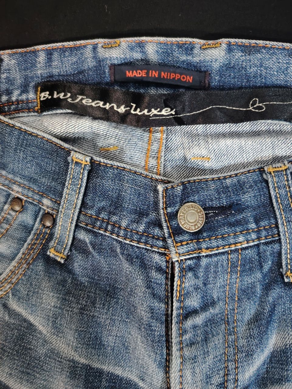 Japanese Brand Blue Way "Made in Nippon" Heavy Whiskered Distressed Denim Size US 32 / EU 48 - 3 Thumbnail