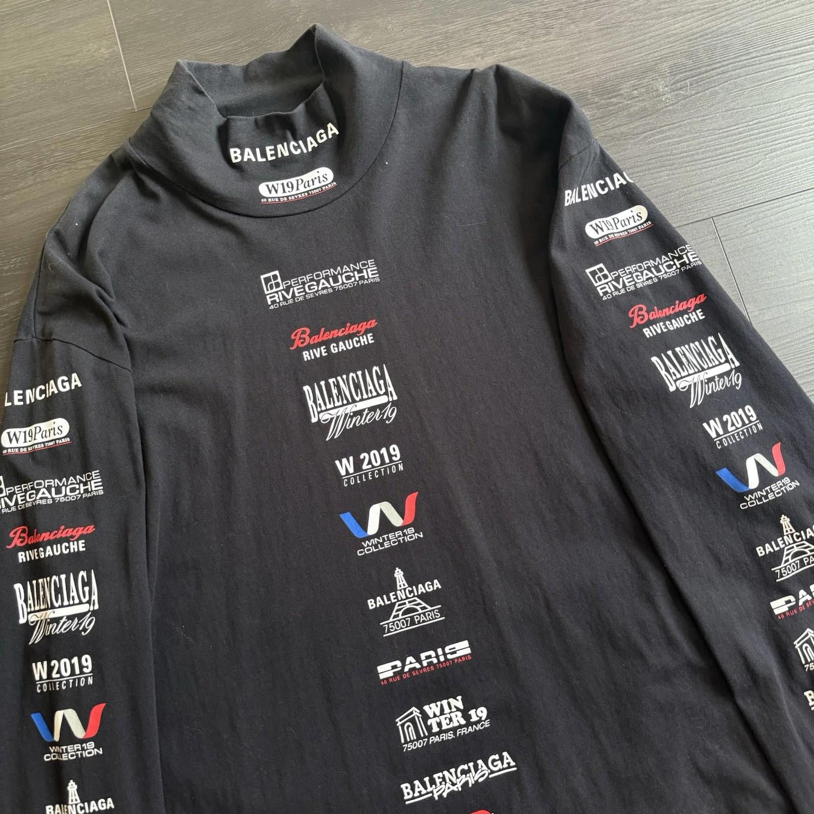 Balenciaga BALENCIAGA MULTI LOGO HI-NECK OVERSIZED LS TEE Size M Black Size US M / EU 48-50 / 2 - 4 Thumbnail