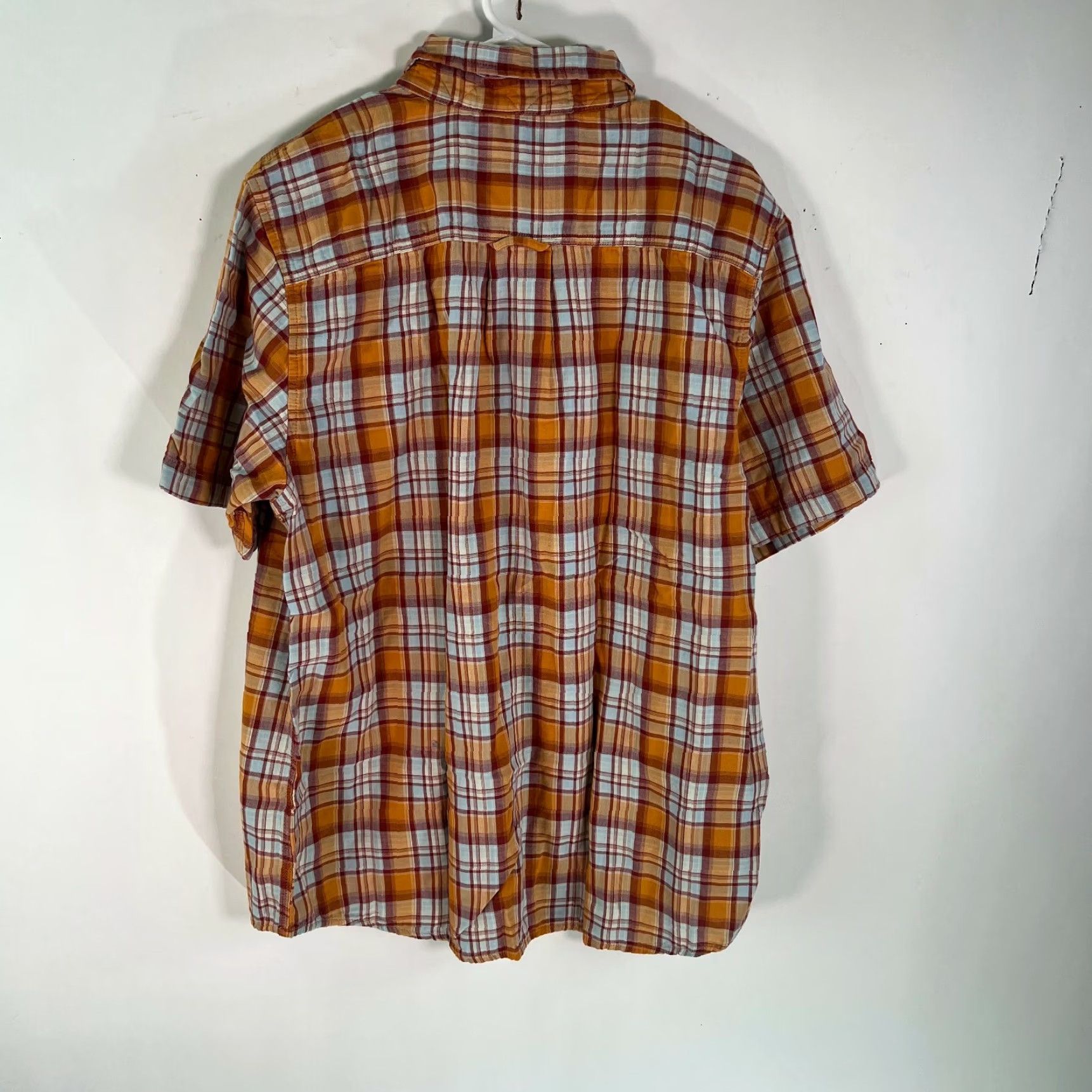 The North Face The North Face Button Up Shirt Plaid Orange XL Adult Men Casual Short Sleeve 100% Cotton/Auburn Orange Plaid Shirt Size US XL / EU 56 / 4 - 2 Thumbnail