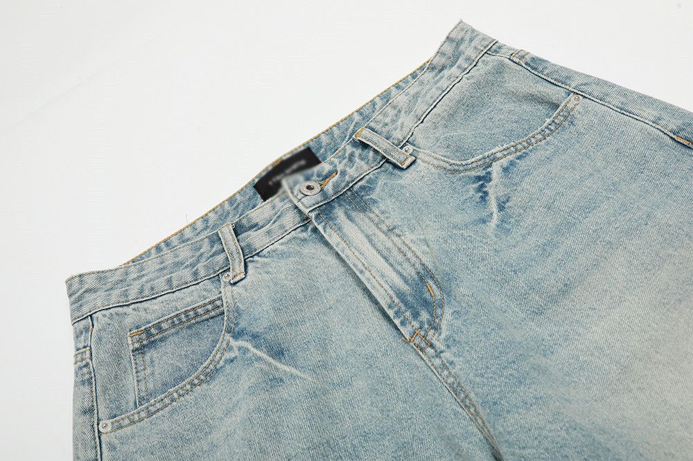 Japanese Brand × Jean Men's all-match loose street punk distressed scimitar jeans Size US 32 / EU 48 - 4 Thumbnail