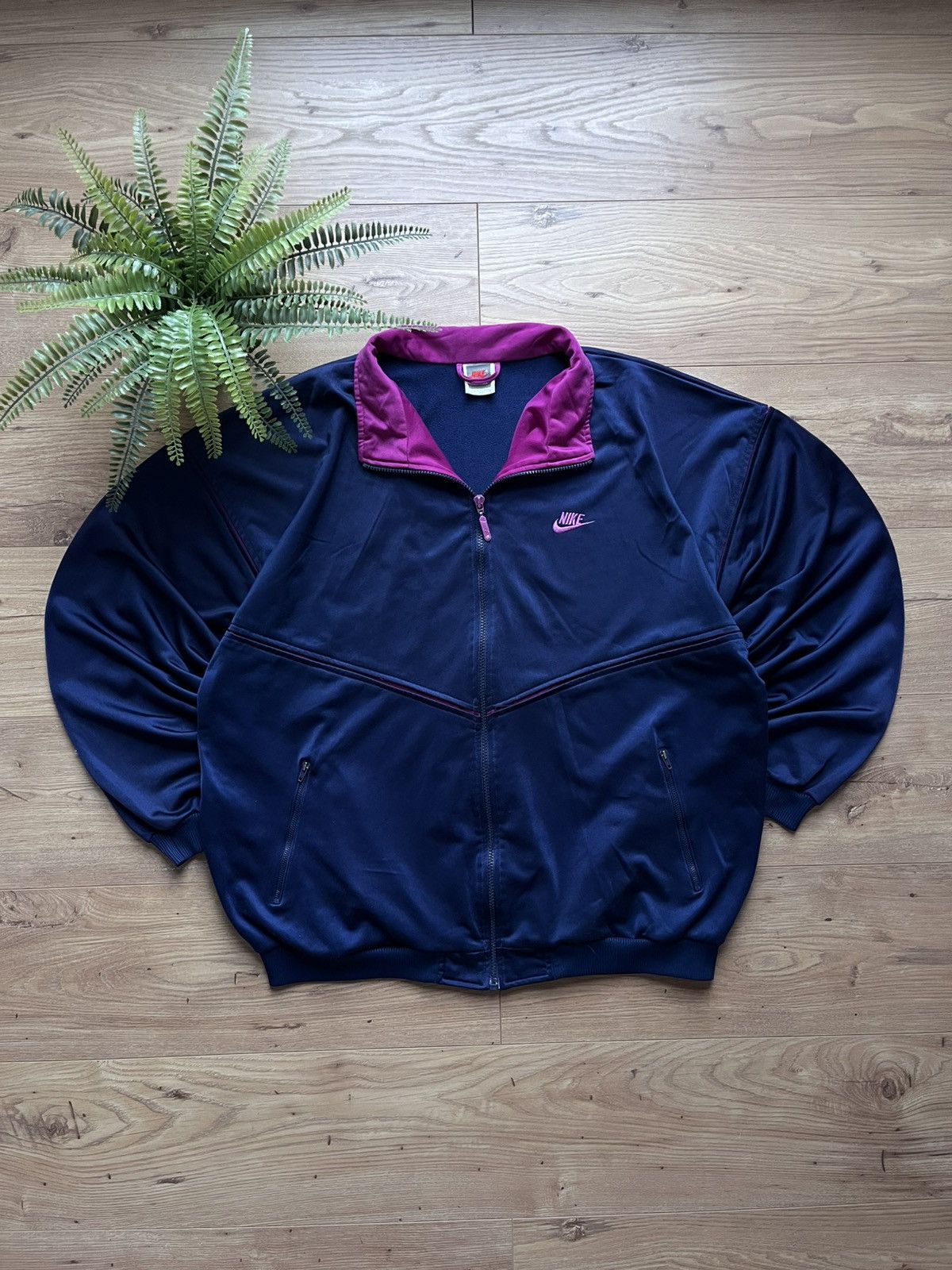Nike 80’s NIKE RETRO BOXY SWOOSH LOGO TRACK JACKET Y2K VINTAGE Size US XL / EU 56 / 4 - 1 Thumbnail