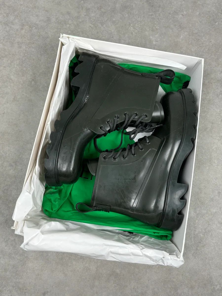 Bottega Veneta Bottega Veneta Dark Green Leather Rubber Lace-Up Boots Size US 11 / EU 44 - 16 Thumbnail