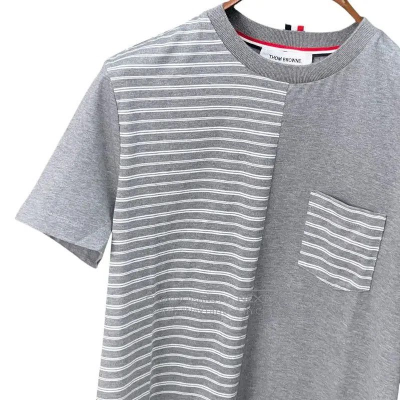 Thom Browne Thom Browne Gray Striped Short Sleeve T-Shirt . Size US XL / EU 56 / 4 - 5 Thumbnail
