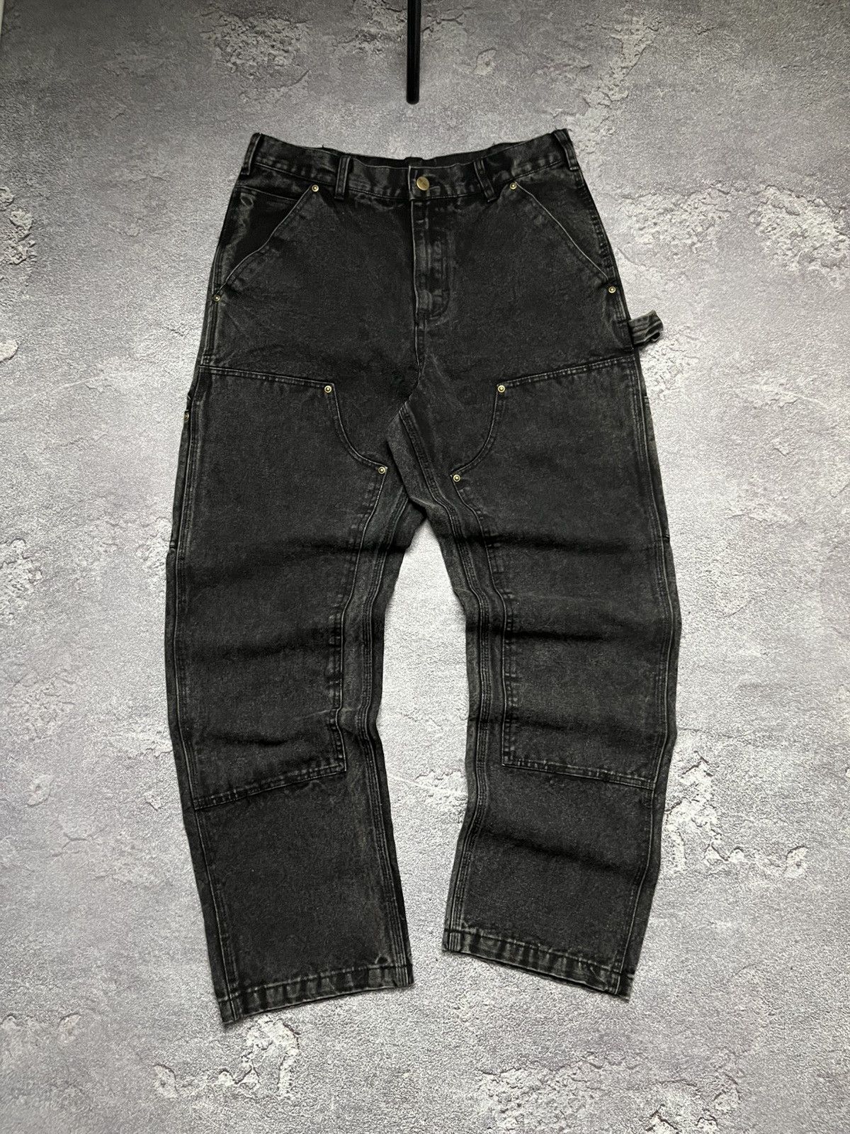 Carhartt Vintage Carhartt Black Faded Double Knee Work Pants 102cm Size US 32 / EU 48 - 5 Thumbnail