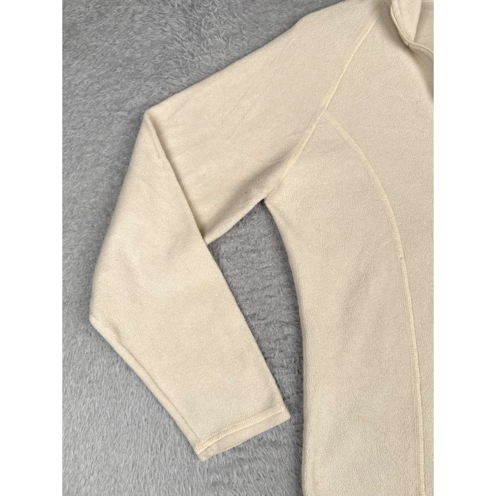Vintage L.L. Bean Fleece Pullover Womens Medium White 1/4 Zip Mock Neck Pocket Hiking Apparel Casual Outdoor Size M / US 6-8 / IT 42-44 - 3 Thumbnail