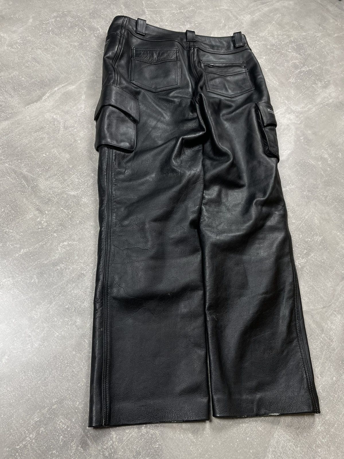Genuine Leather × Vintage Awesome Vintage Avant Garde Y2K Leather Black Biker Pants Size US 32 / EU 48 - 10 Thumbnail