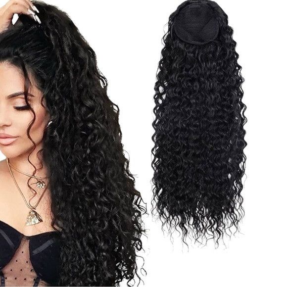 Other 22 Inches Synthetic Long Curly Black Hair Extension Size ONE SIZE - 1 Thumbnail