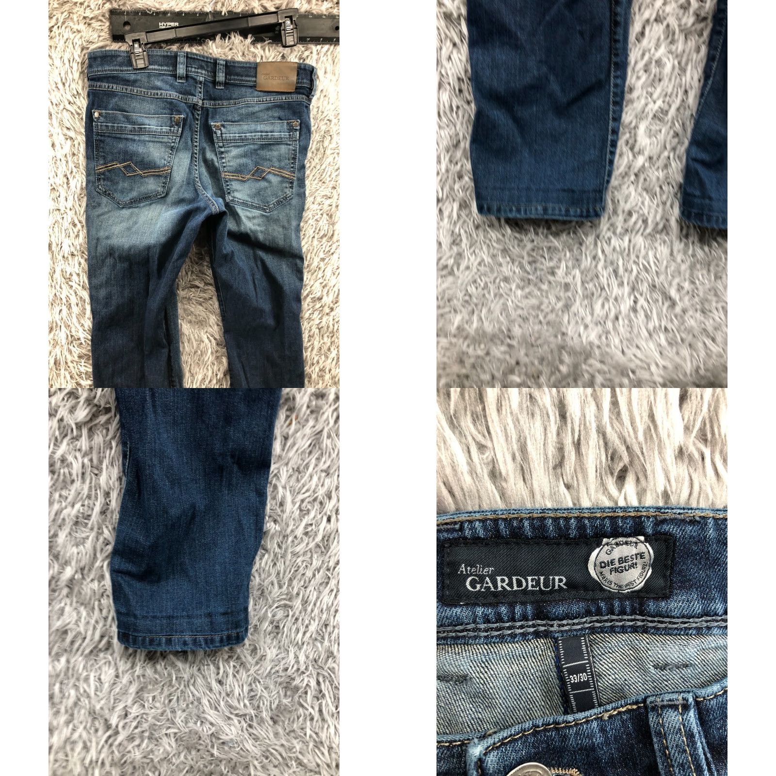 Vintage Atelier Gardeur Straight Jeans Mens 33x27 Regular Mid Blue Denim 5-Pocket Classic 33in Waist Size US 33 - 8 Thumbnail