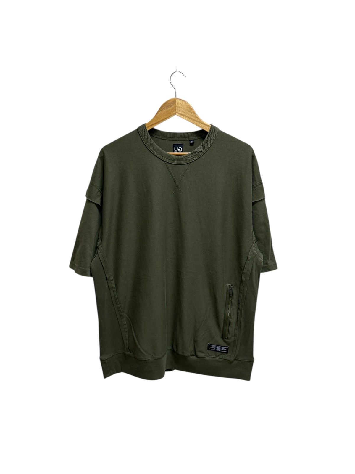 GU GU OLIVE GREEN SHORTSLEEVE SWEATSHIRT Size US XL / EU 56 / 4 - 1 Thumbnail