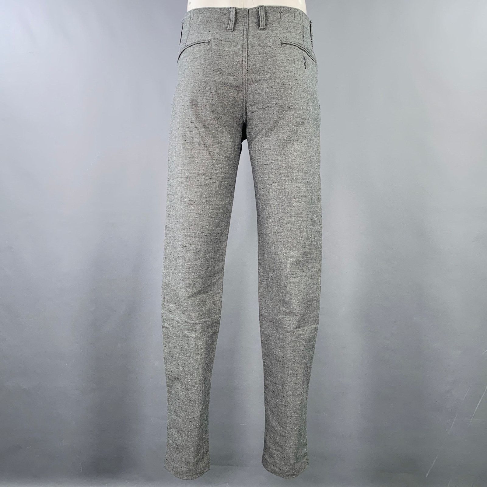 United Stock Dry Goods UNITED Grey Heather Twill Cotton Flat Front Casual Pants Size US 36 / EU 52 - 3 Thumbnail