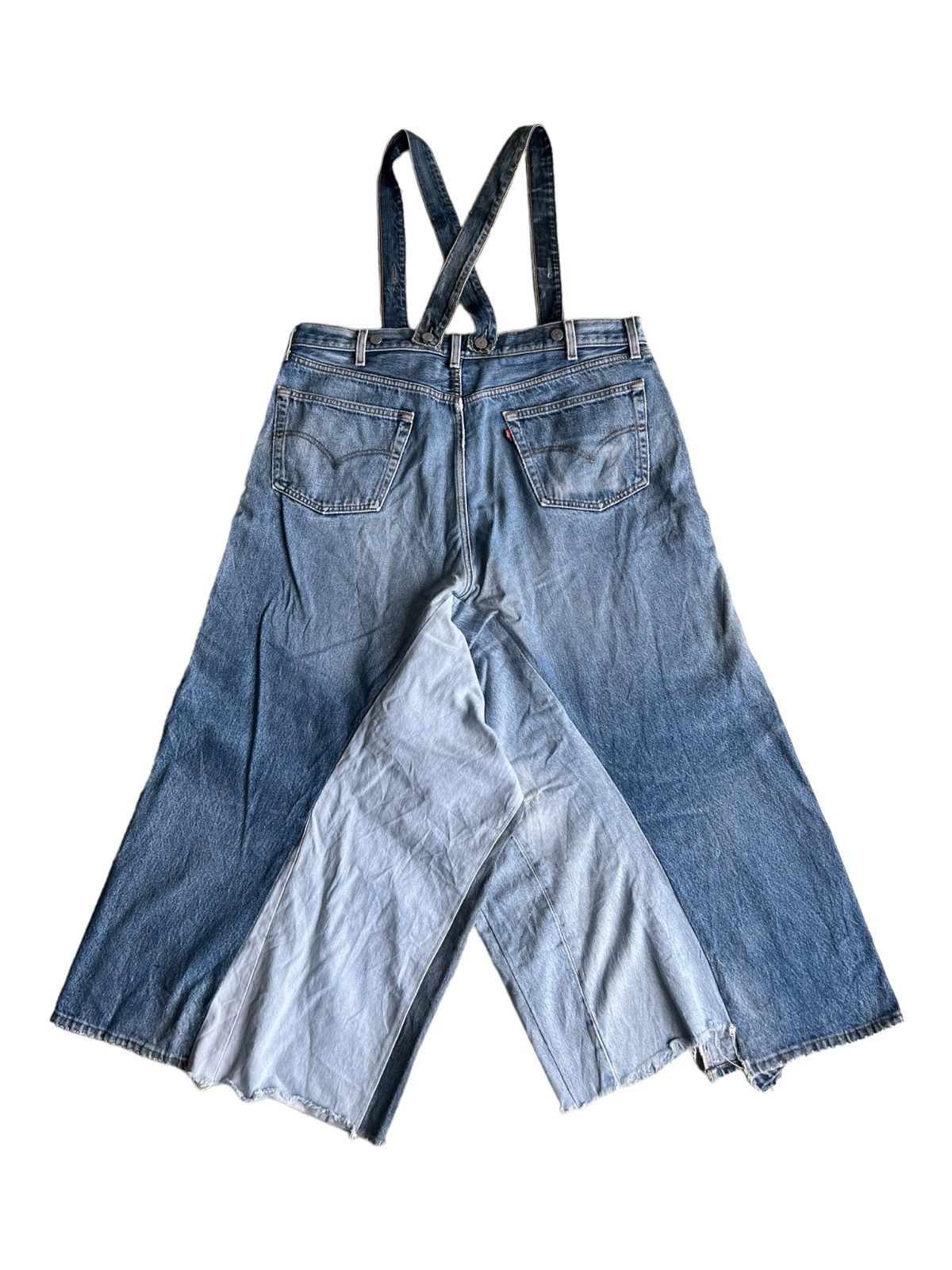 Levi's Vintage Clothing RARE Levi's 501 Reconstructed Baggy Jeans Suspender Overall Size US 38 / EU 54 - 1 Thumbnail