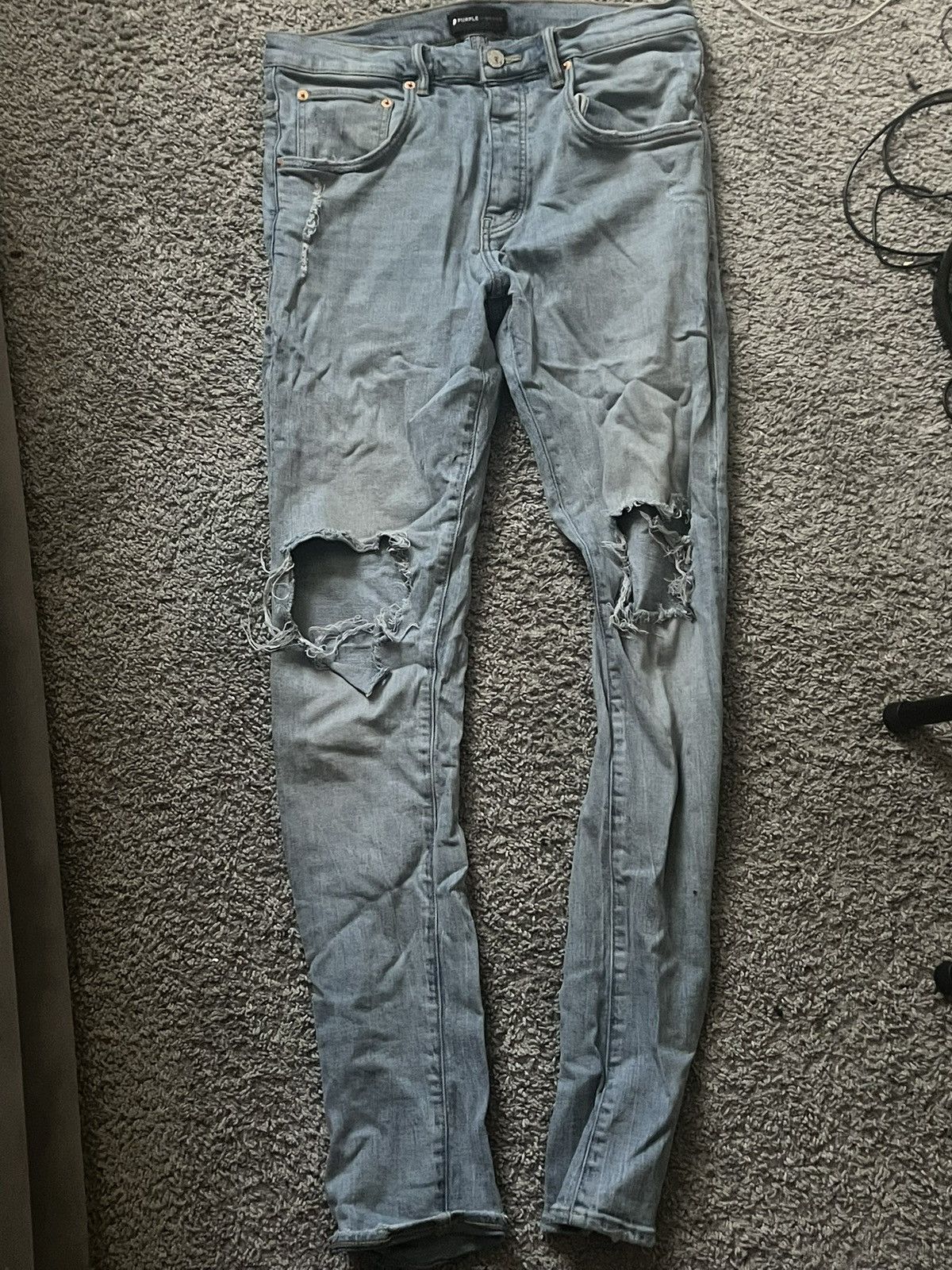 Purple Brand purple jean P002 Repair Drop-Fit Skinny Jeans Size US 31 - 1 Thumbnail