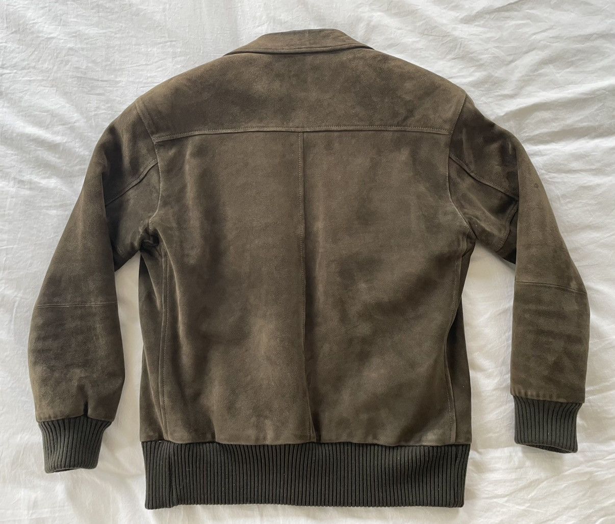Thom Sweeney Incredible Olive Green/Brown Leather Suede Bomber Jacket Size US L / EU 52-54 / 3 - 6 Thumbnail