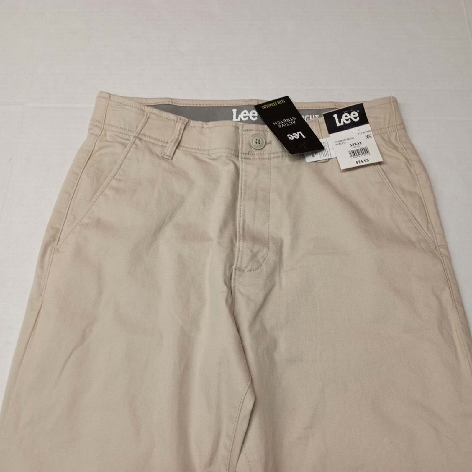 Lee Lee Flat Front Chino Pants Men's 32x32 Beige Slim Fit Size US 32 / EU 48 - 5 Thumbnail