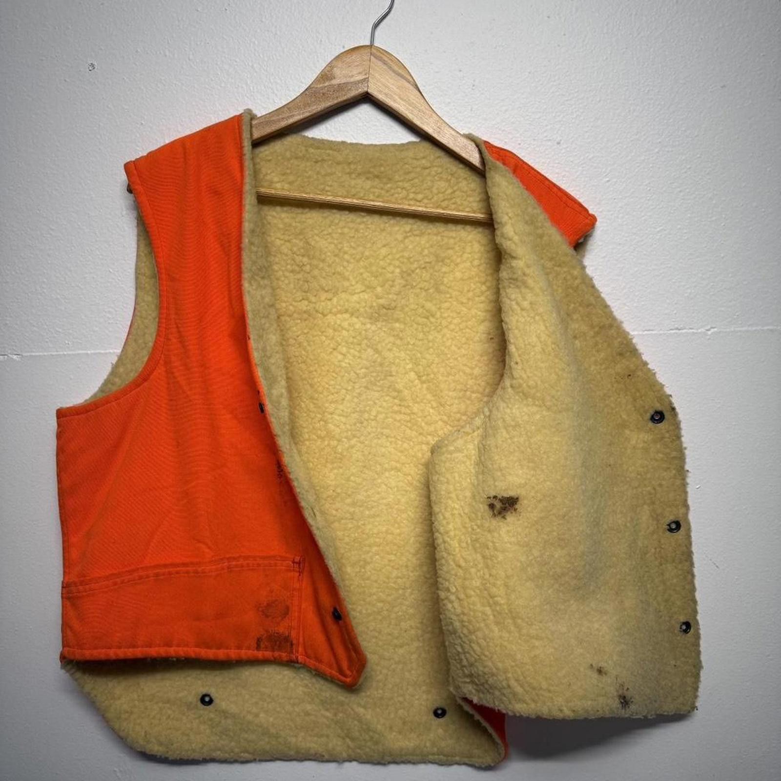 Other Fleece lined 1960s orange vintage hunting vest, talon zip XL Size US XL / EU 56 / 4 - 4 Thumbnail