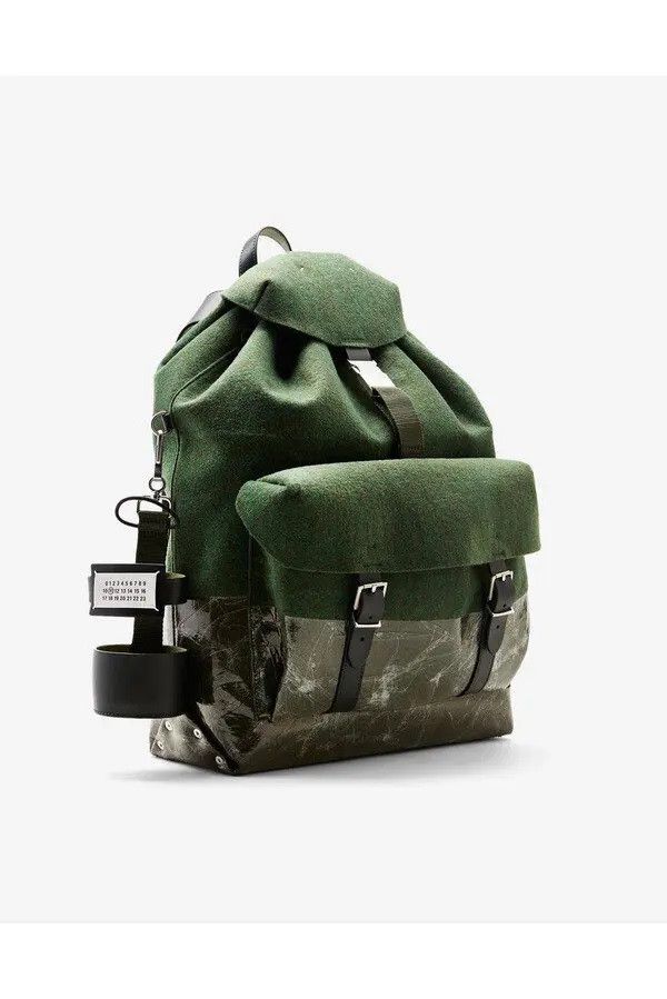 Maison Margiela Margiela FW21 Backpack - Green Felt & Calf Leather Size ONE SIZE - 19 Thumbnail