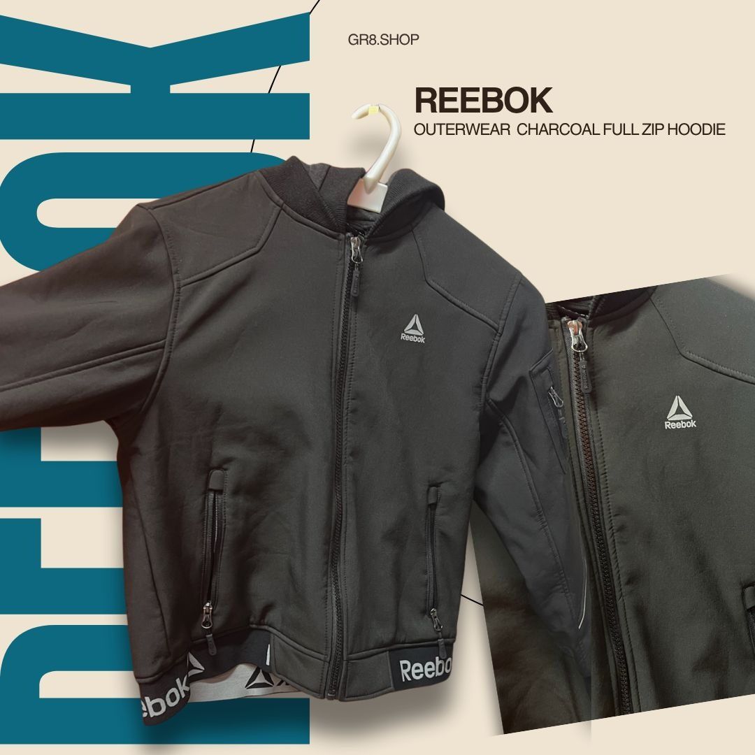 Reebok Reebok Charcoal Full Zip Hoodie Jacket Medium With Logo Deta Size US M / EU 48-50 / 2 - 1 Thumbnail