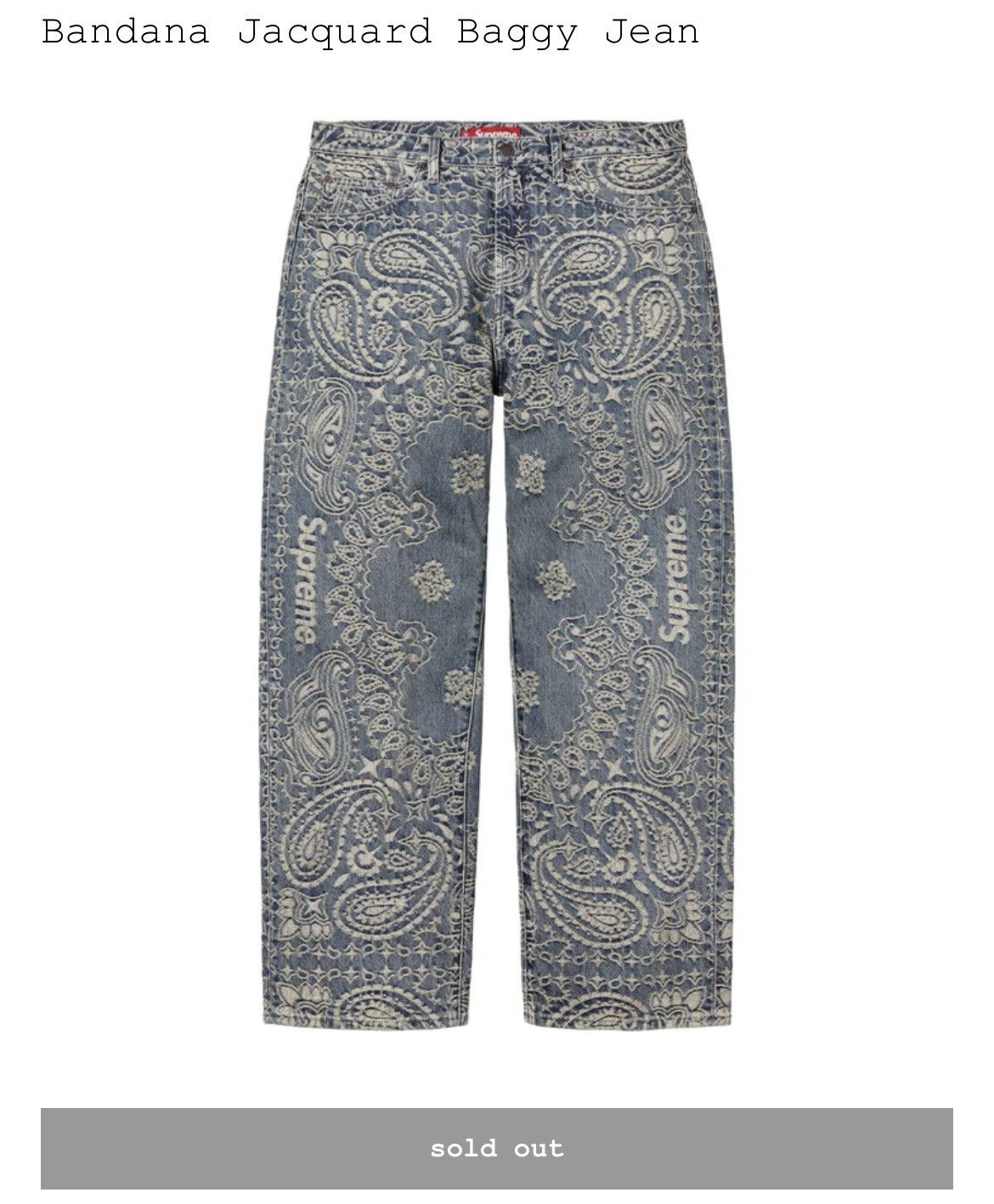 Supreme Bandana Jacquard Baggy Jean Blue