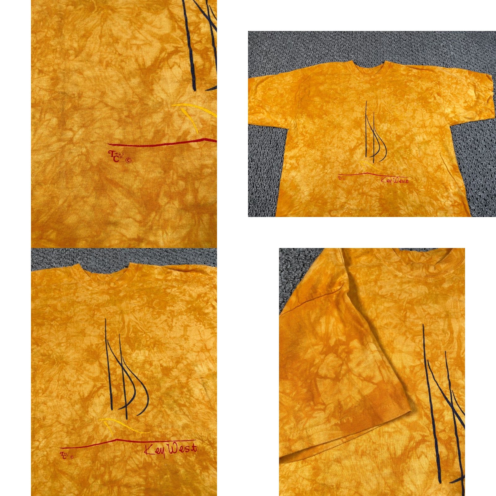 Vintage VTG Key West Florida T-Shirt Adult XL Orange Tie-Dye Short Sleeve Crew Neck 1990s Vintage Hippie Graphic Print Mens XL Size US XL / EU 56 / 4 - 8 Thumbnail