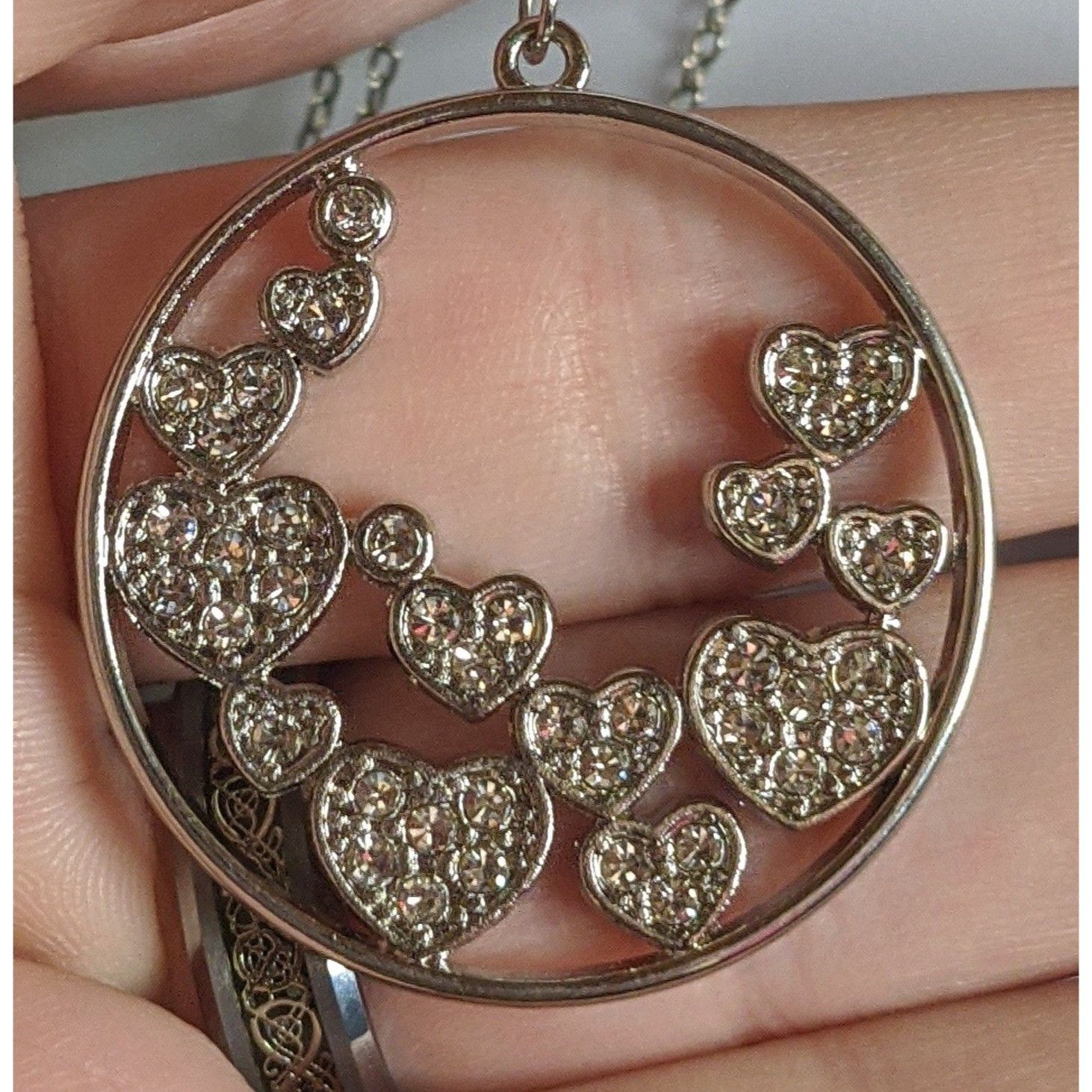 Other Sparkly Heart Pendant Necklace With Rhinestones Size ONE SIZE - 3 Thumbnail