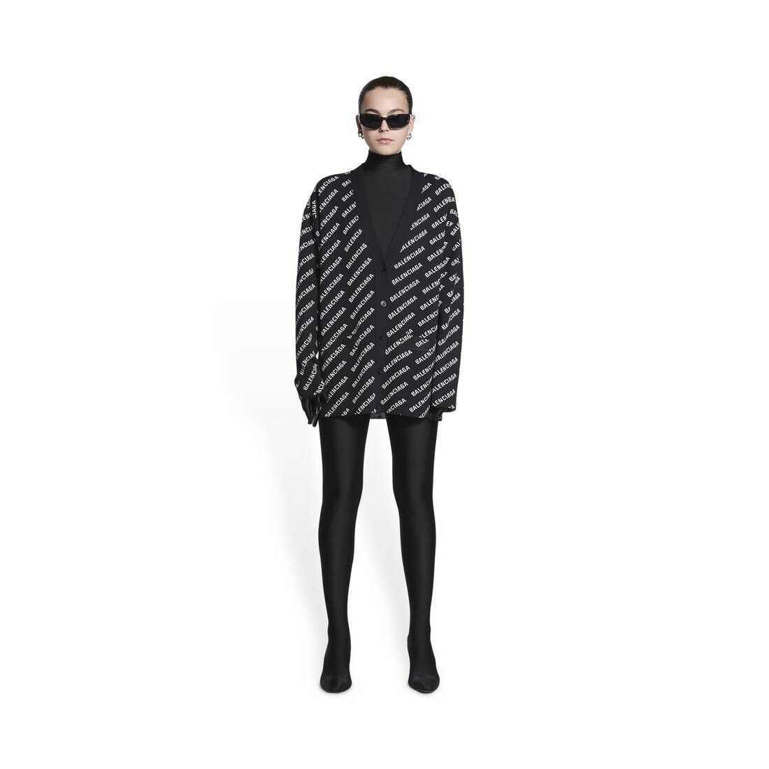 Balenciaga o1mt1gz0924 Mini Allover Logo Cardigan in Black/White Size XS / US 0-2 / IT 36-38 - 3 Thumbnail