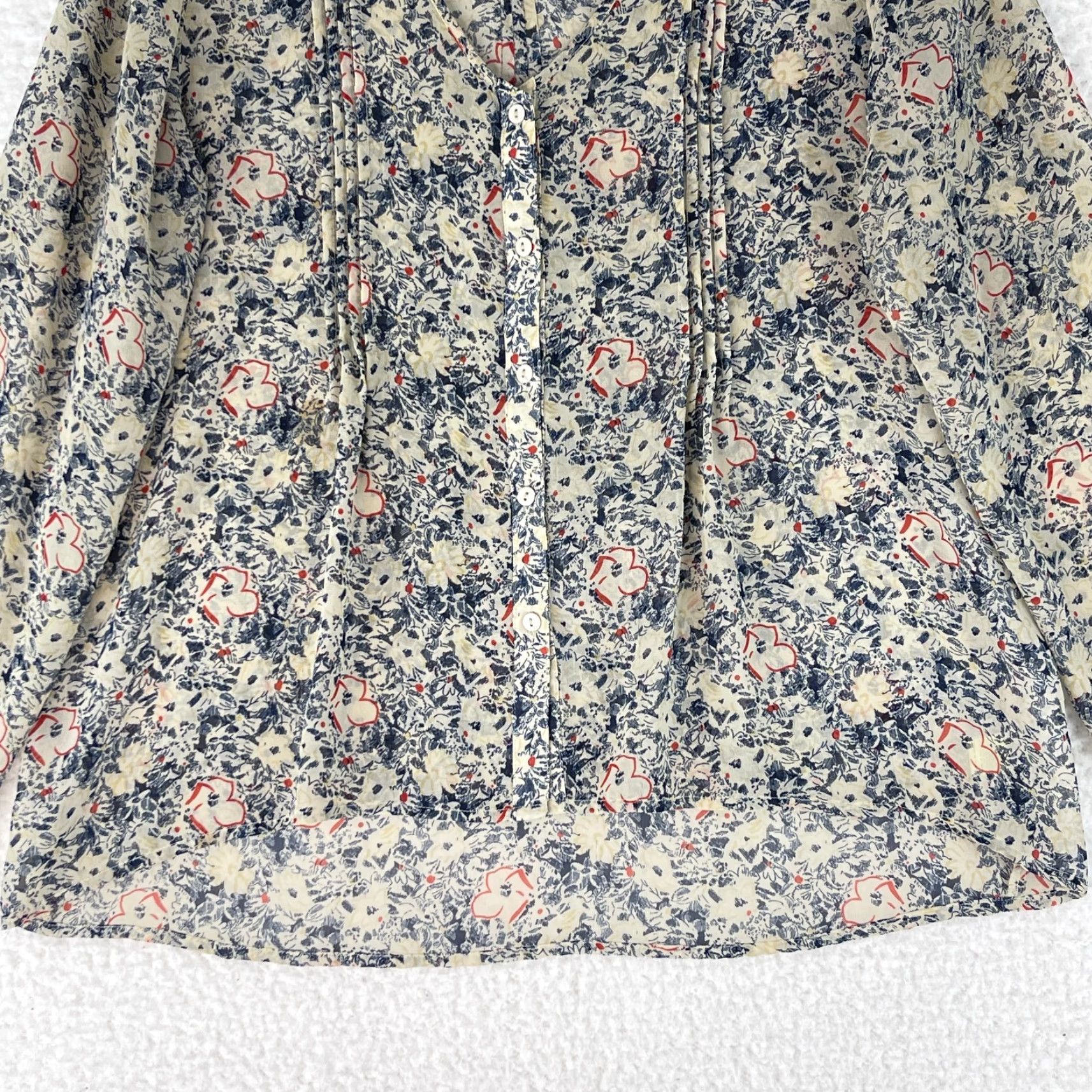 Needles Pins and Needles Floral Print Button-Up Shirt Womens Long Sleeve M Ivory Blue Pattern Floral Size M Womens Size M / US 6-8 / IT 42-44 - 5 Thumbnail