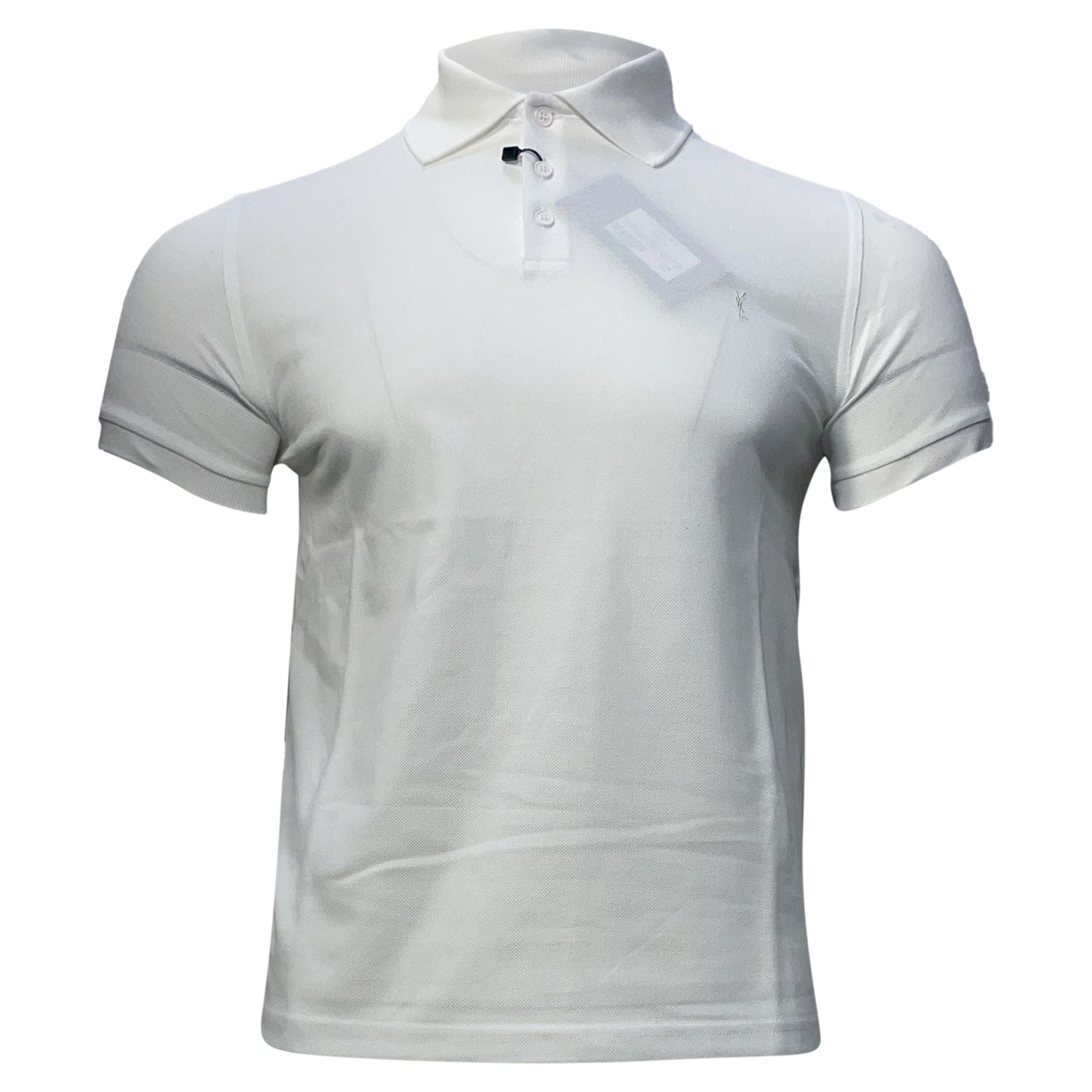 Saint Laurent Paris Saint Laurent Embroidered-Logo Polo Shirt in White Cotton Size US XS / EU 42 / 0 - 1 Thumbnail