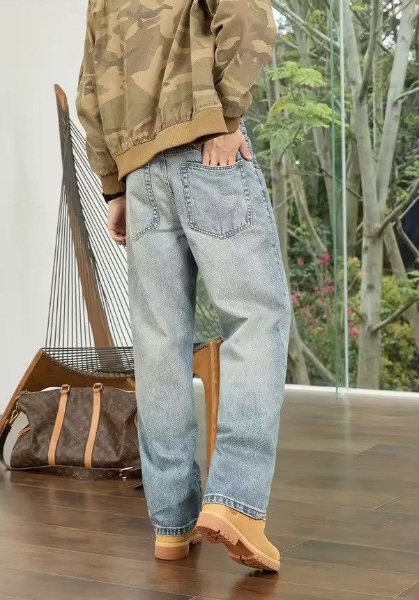 Jean Retro Washed Straight Loose Classic Jeans Pants Size US 31 - 4 Thumbnail